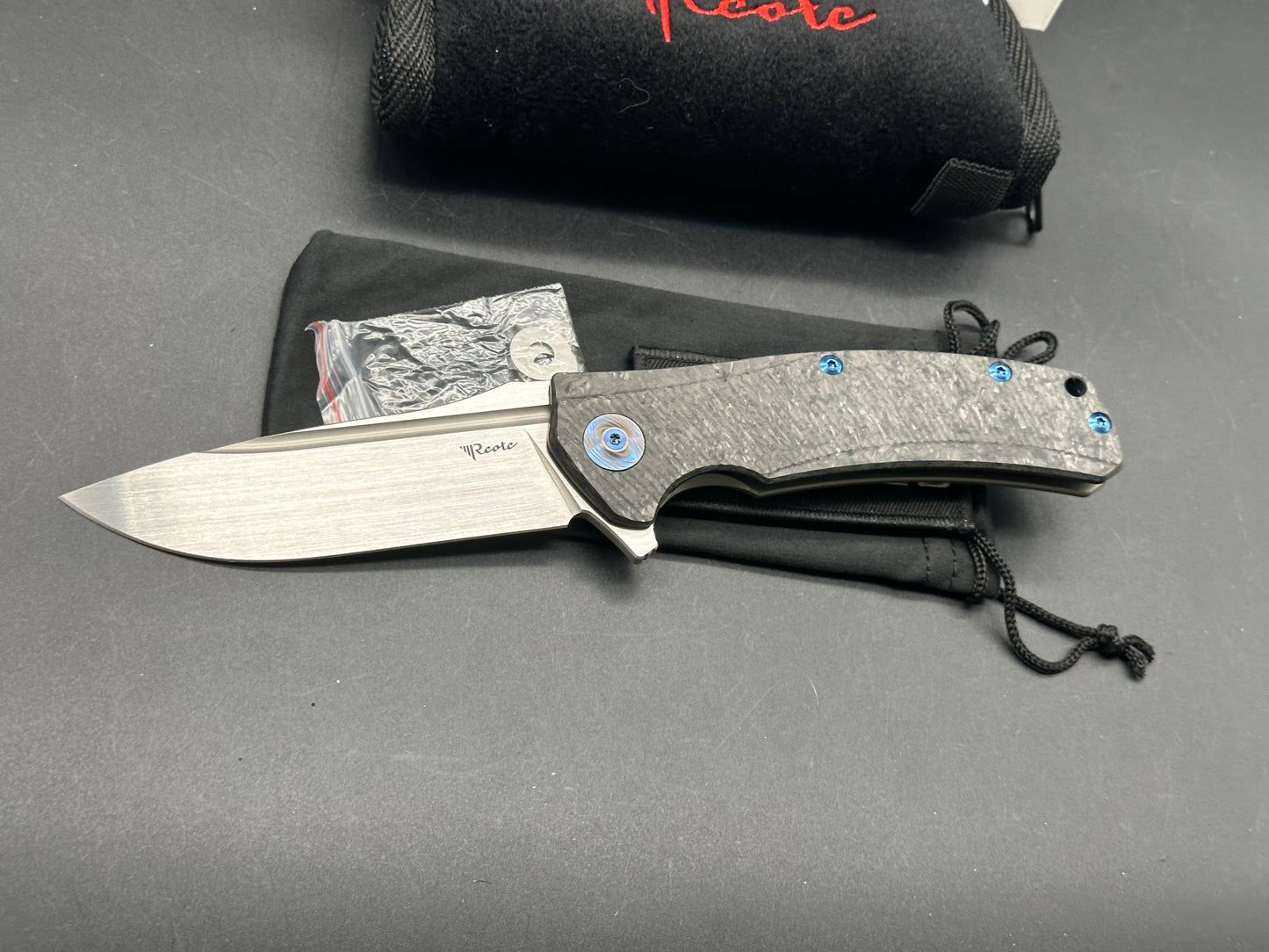 Reate Horizon-D Titanium frame marble CF scale w/real Timascus clip