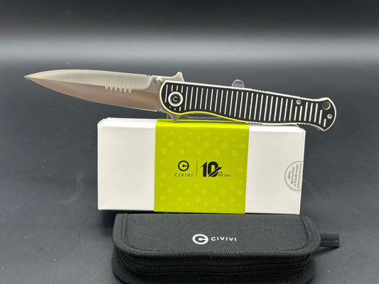 CIVIVI RS71 FOLDING KNIFE OFF WHITE/BLACK G10 HANDLE NITRO-V PLAIN EDGE SATIN FINISH