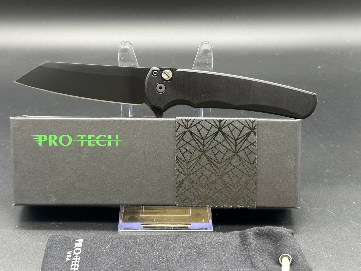 ProTech Malibu Reverse Tanto Flipper Knife Black (3.3" DLC) Blade Show 2021