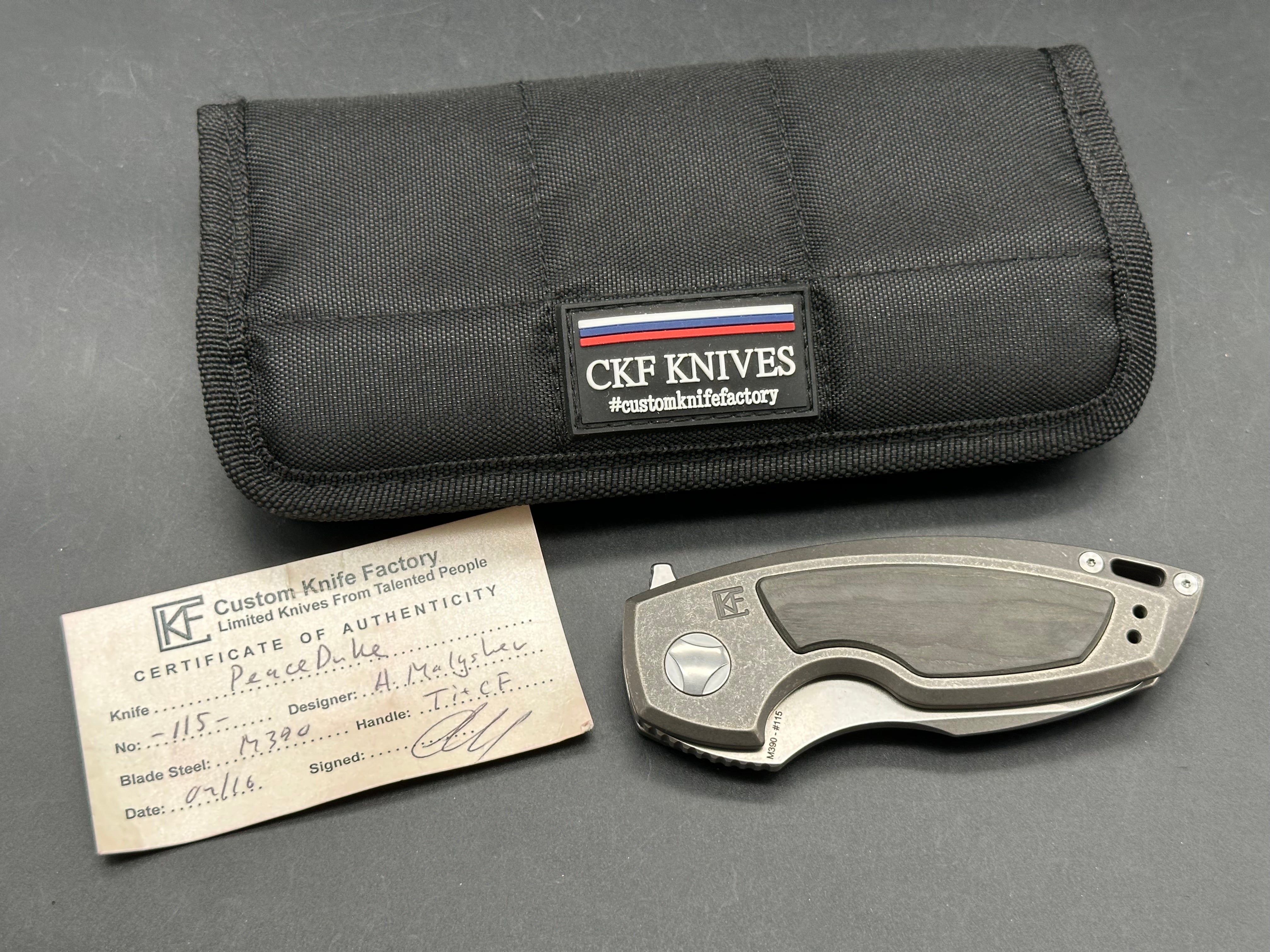 Custom Knife Factory Peace Duke titanium handle w/M390 blade