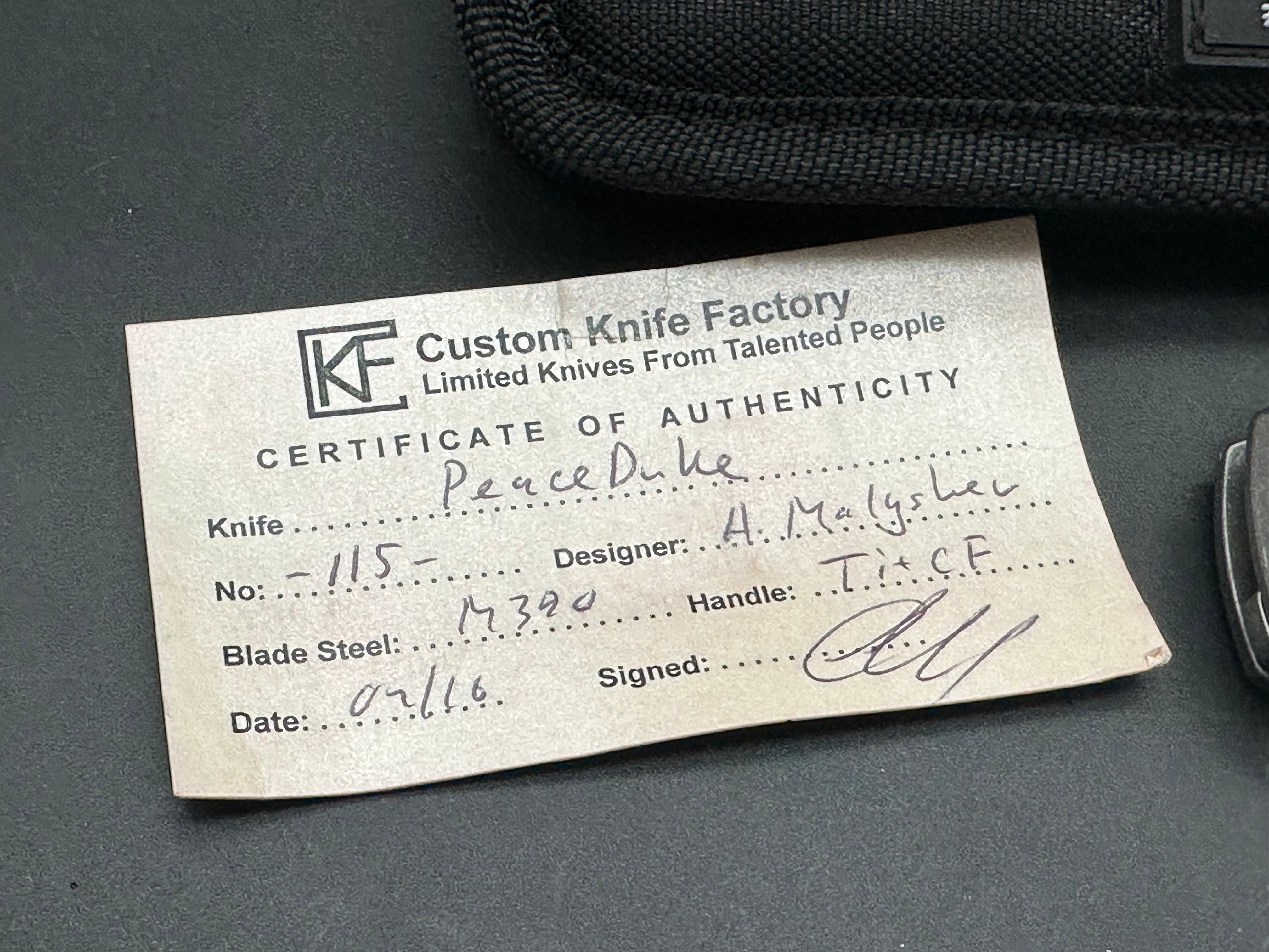 Custom Knife Factory Peace Duke titanium handle w/M390 blade