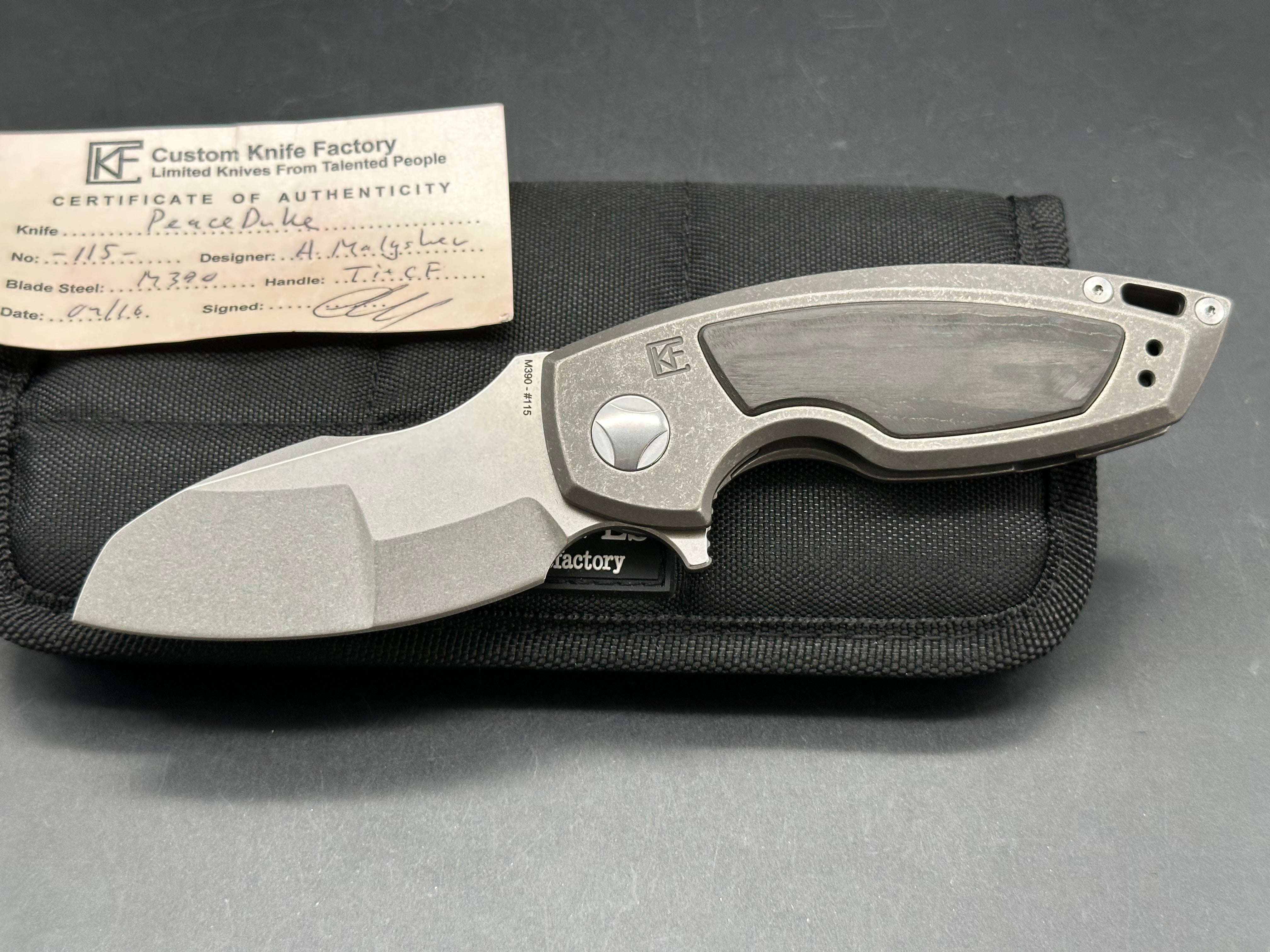 Custom Knife Factory Peace Duke titanium handle w/M390 blade