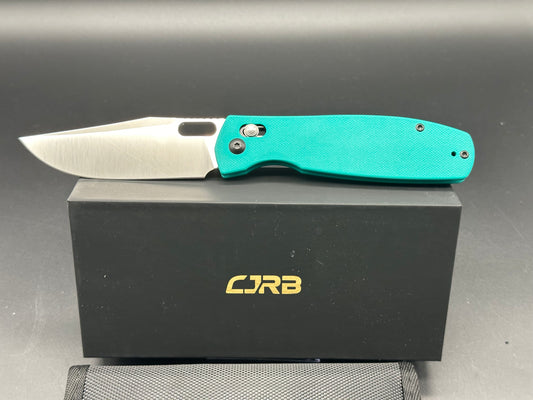 CJRB PRADO FOLDING KNIFE AQUA GREEN G10 HANDLE AR-RPM9 PLAIN EDGE SATIN FINISH