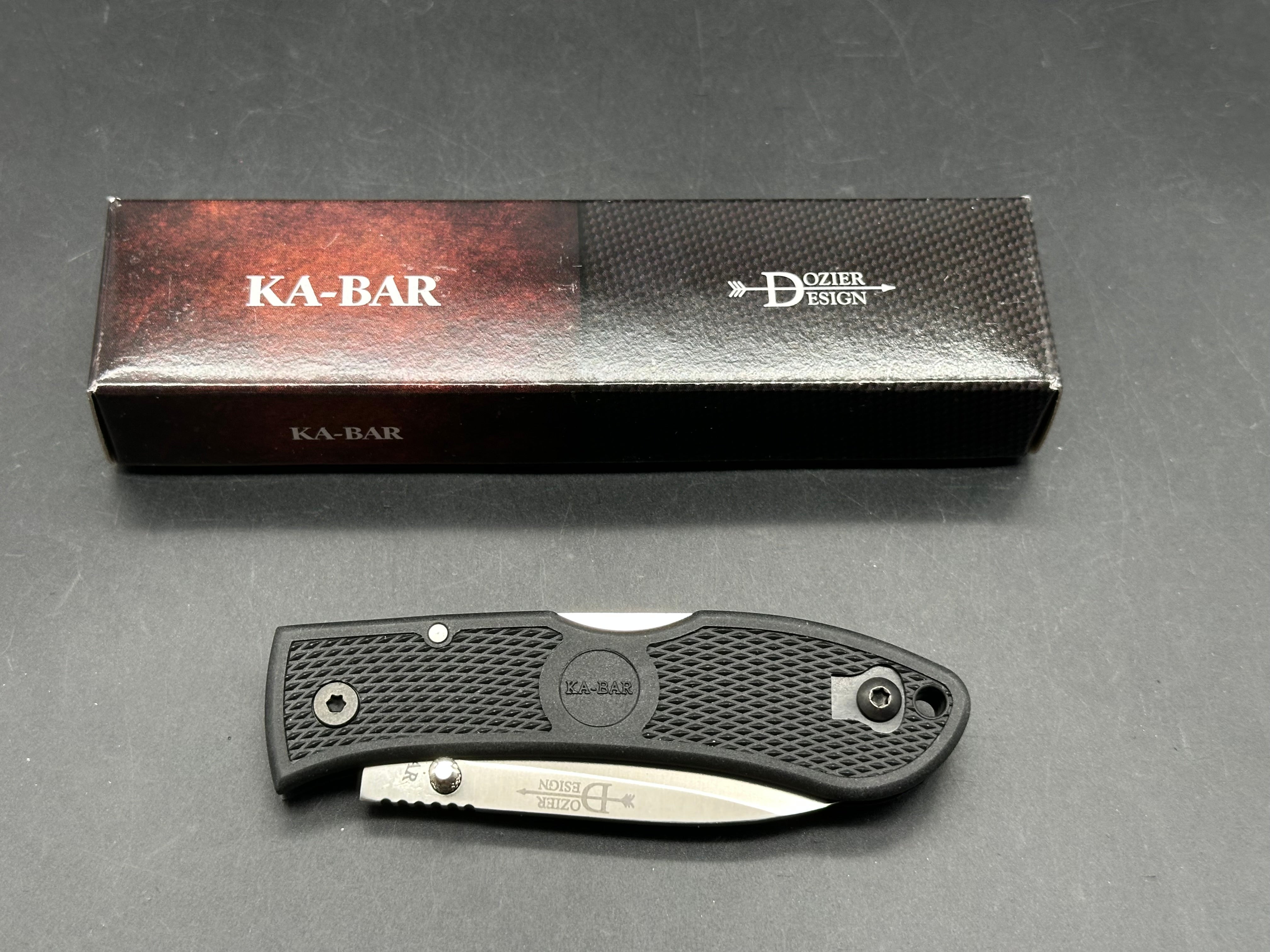 Ka-Bar Dozier Folding Hunter 3" D2 Satin Blade with Black Zytel Scales