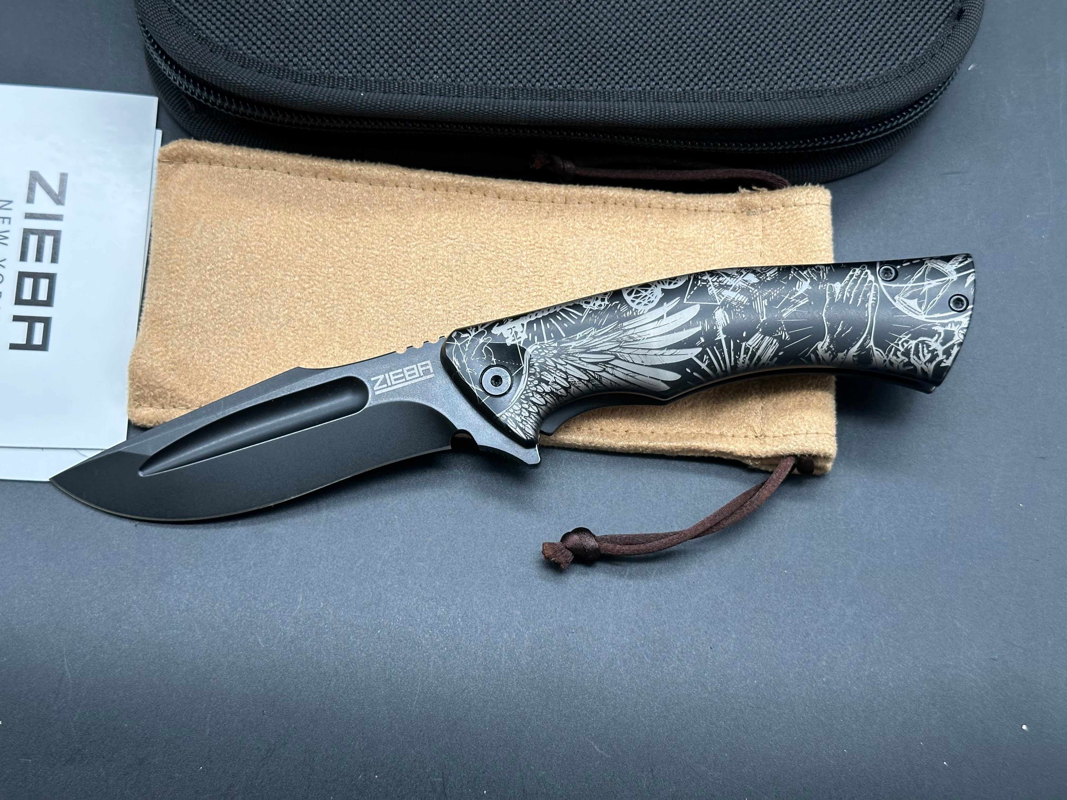 Michael Zieba/Jason Knight S5 Flipper Knife 3.5" M390 Black Drop Point Blade