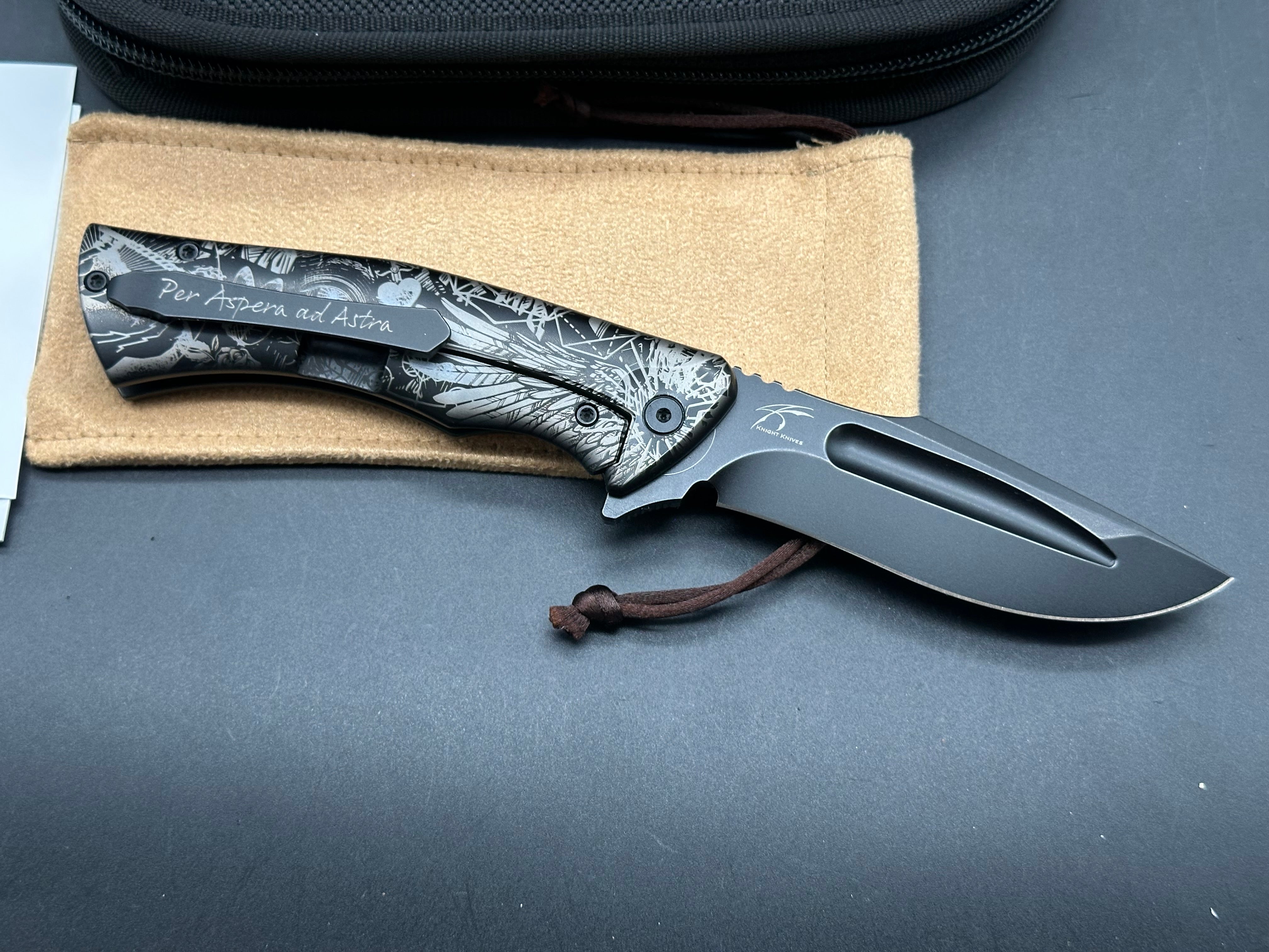 Michael Zieba/Jason Knight S5 Flipper Knife 3.5" M390 Black Drop Point Blade