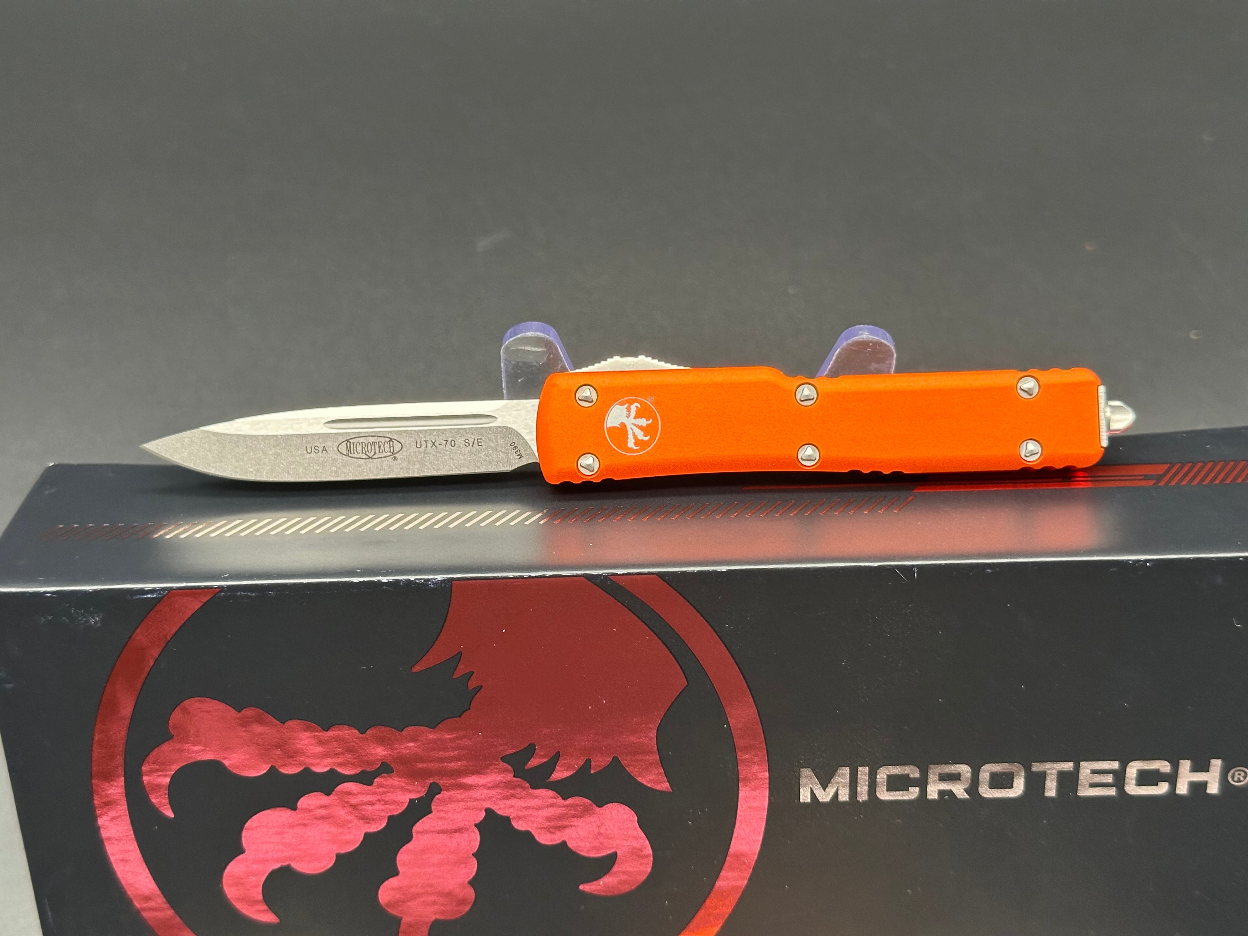 Microtech UTX-70 S/E OTF Automatic Knife Orange (2.4" Stonewash)