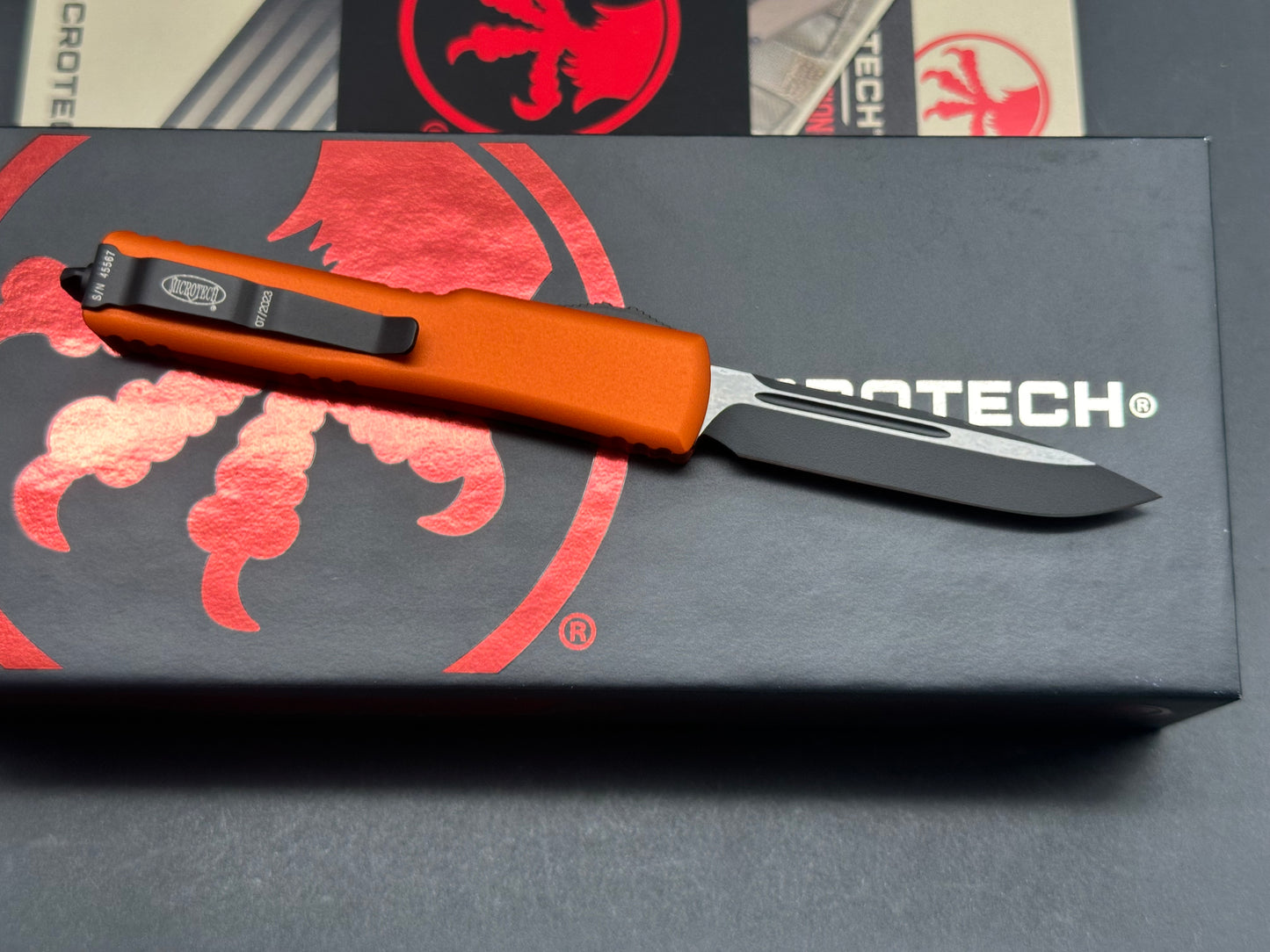 Microtech UTX-70 S/E OTF Automatic Knife Orange (2.4" Black)