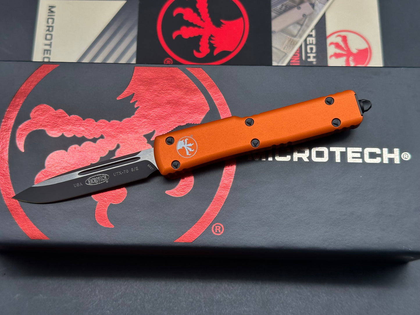 Microtech UTX-70 S/E OTF Automatic Knife Orange (2.4" Black)