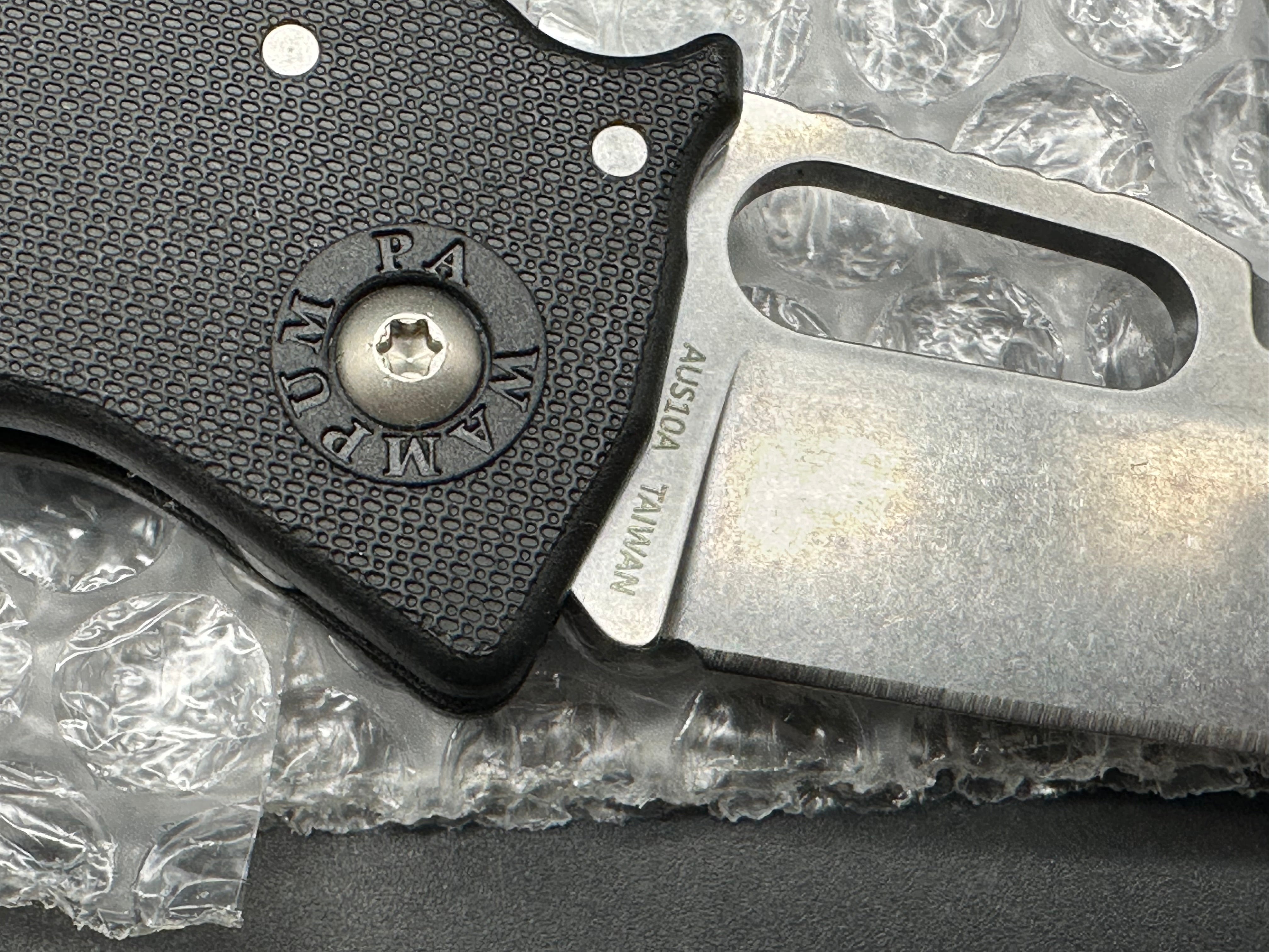 Demko Nano Shark 2.13" AUS-10A Stonewash Shark Foot Blade with Black GRN Scales and Shark Lock