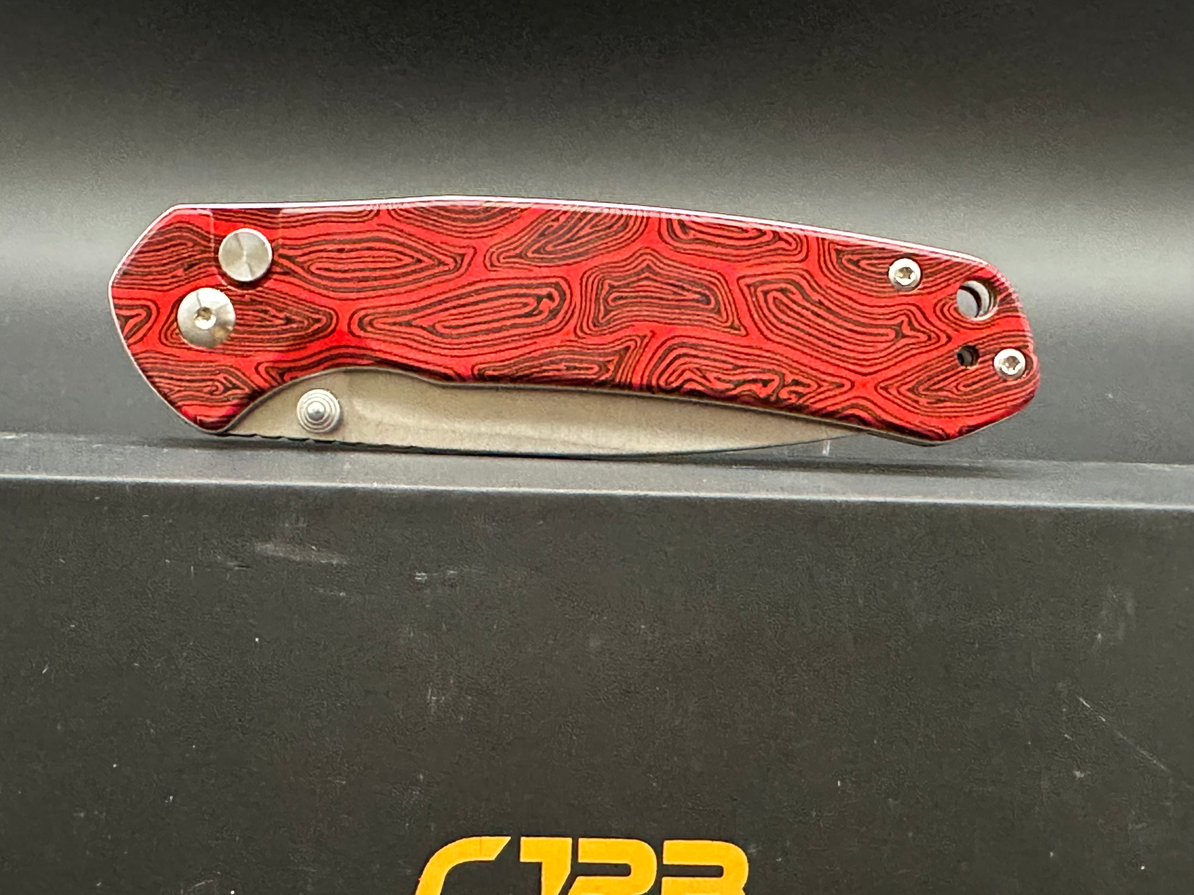 CJRB PYRITE (WMK EXCLUSIVE) BLACK & RED GMASCUS G10 HANDLE AR-RPM9 DROP POINT PLAIN EDGE STONEWASH FINISH