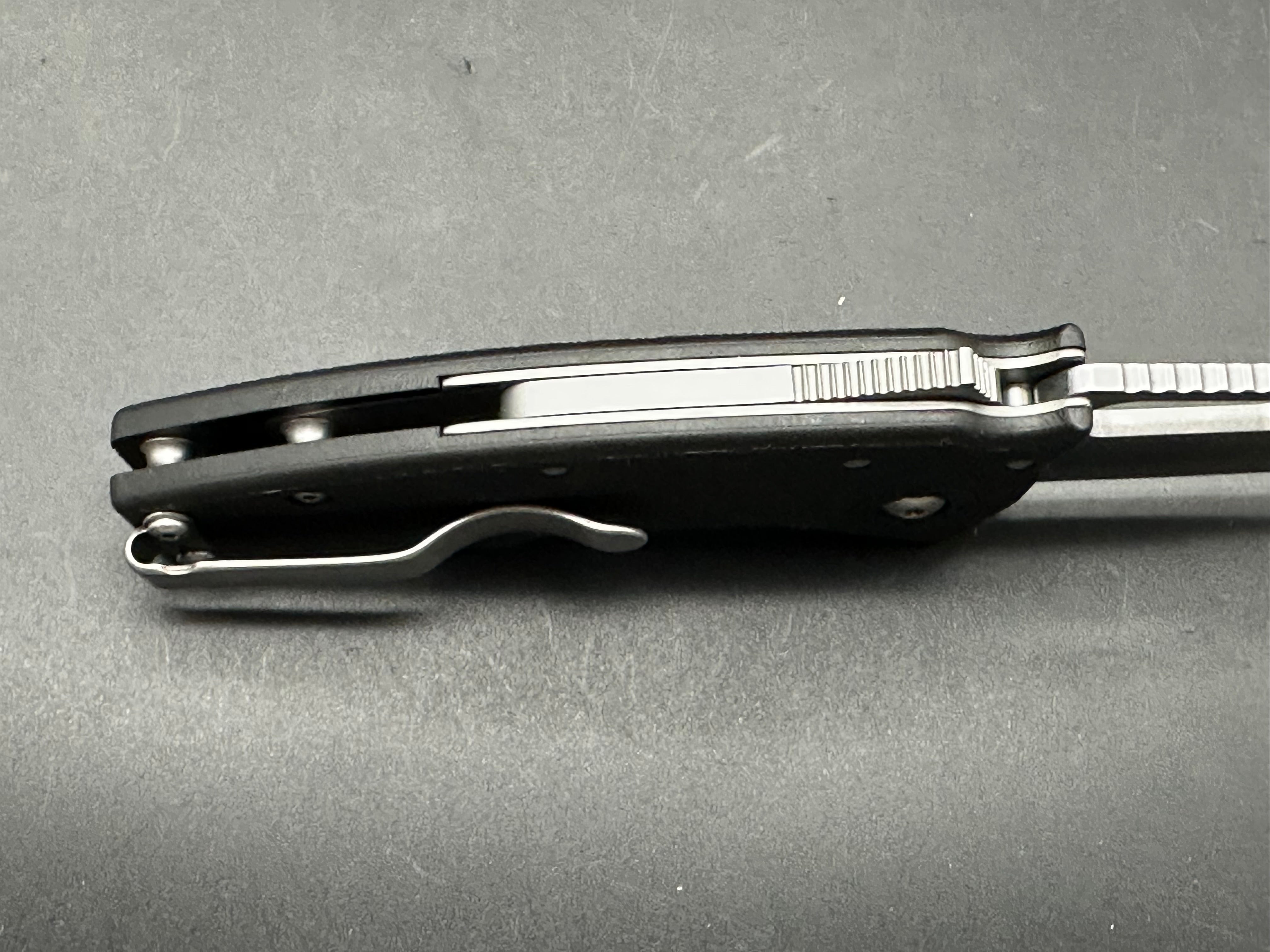 Demko Nano Shark 2.13" AUS-10A Stonewash Shark Foot Blade with Black GRN Scales and Shark Lock
