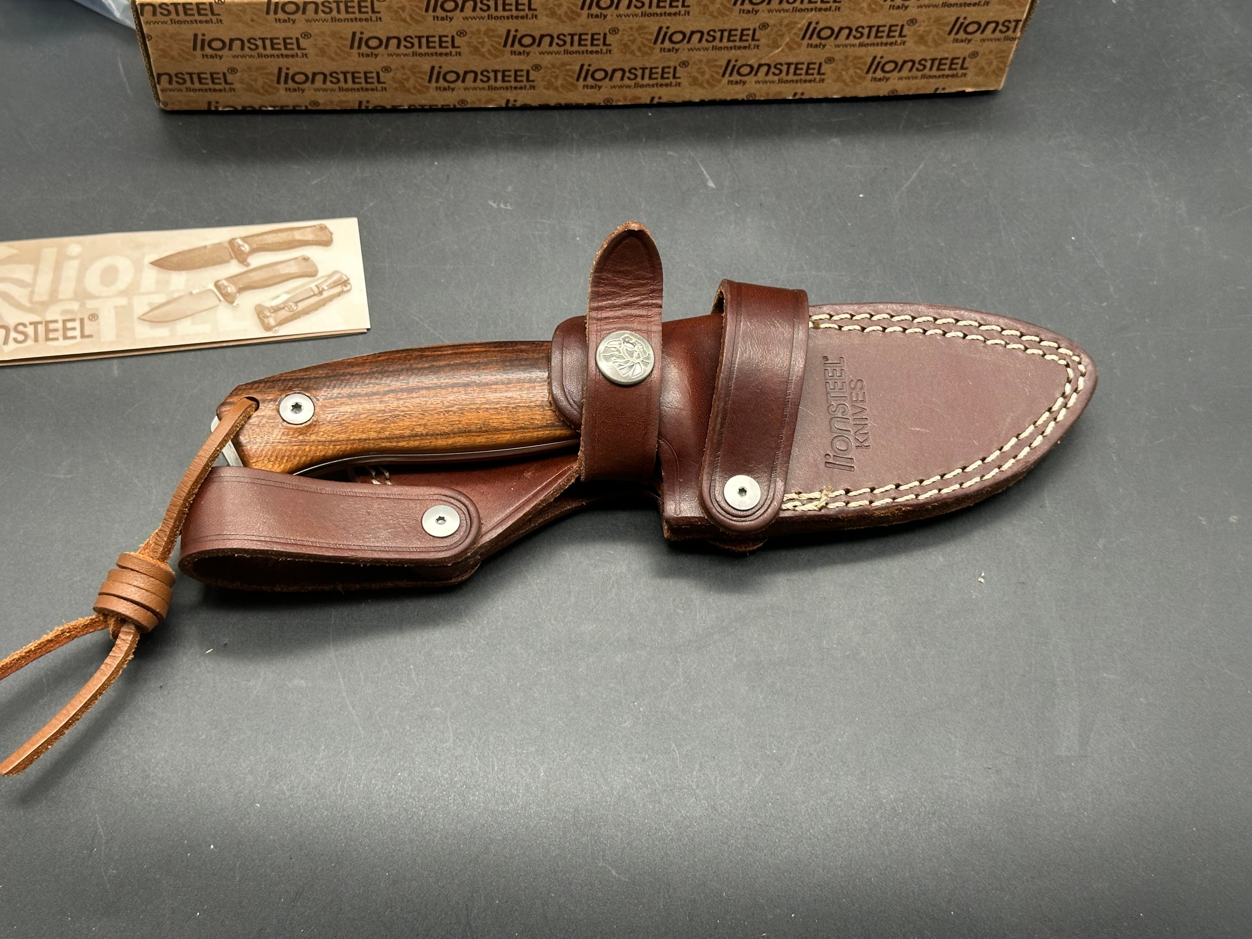 LionSteel M2M Fixed Blade Knife Santos Wood (3.5" Satin M390)