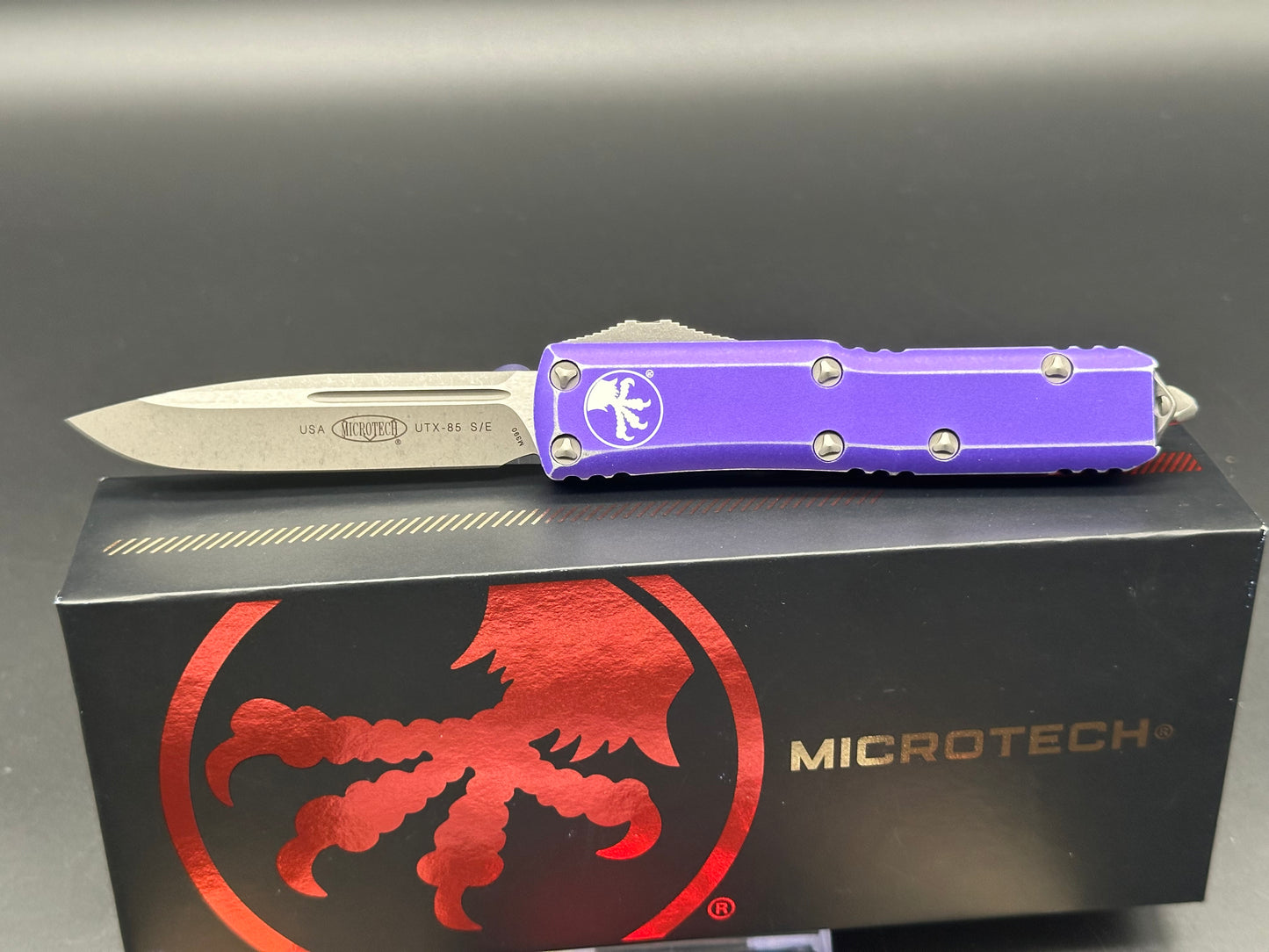 Microtech UTX-85 S/E OTF Automatic Knife Distressed Purple (3.1" AP)