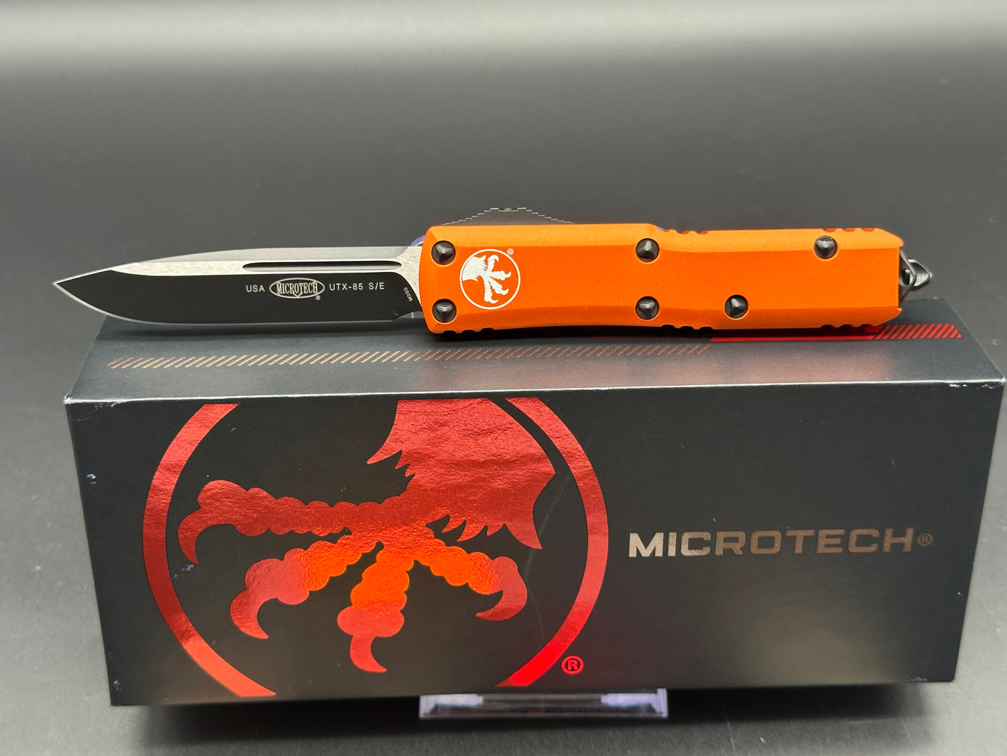 Microtech UTX-85 S/E OTF Automatic Knife Orange (3.125" Black)