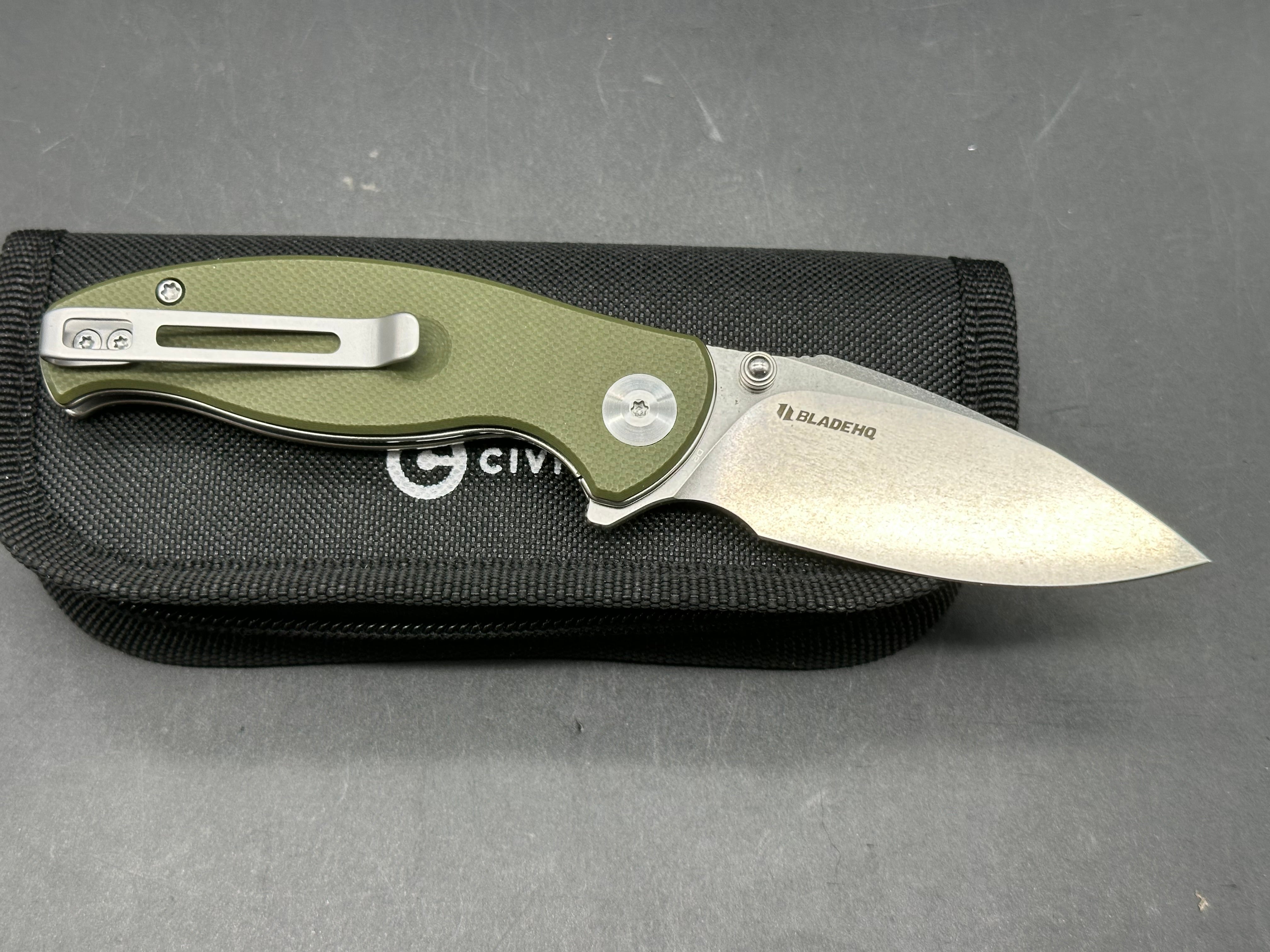 Civivi Scintilla (Blade HQ Exclusive), 2.75" D2 Stonewash Blade with Textured OD Green G10 Scales