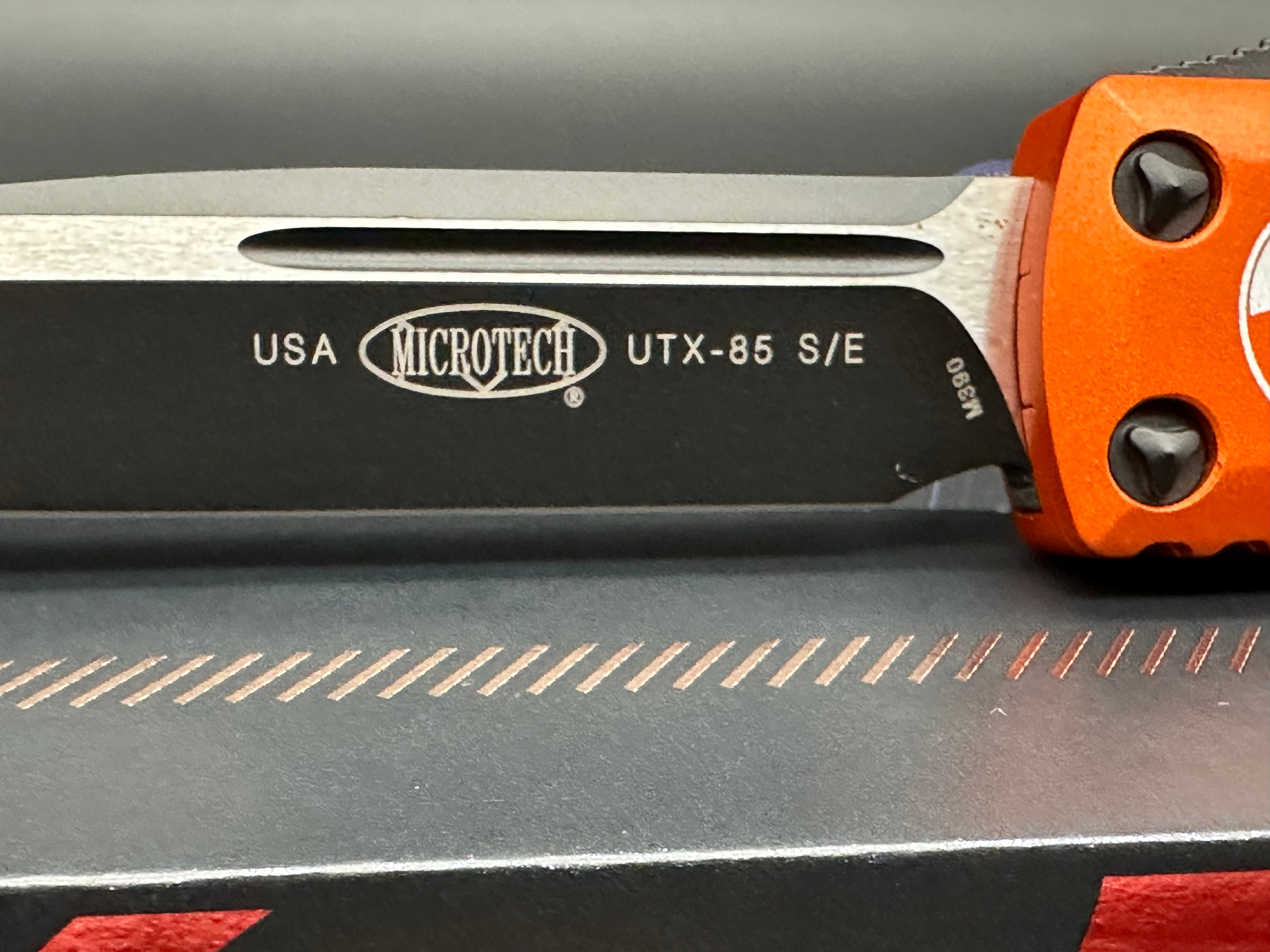 Microtech UTX-85 S/E OTF Automatic Knife Orange (3.125" Black)