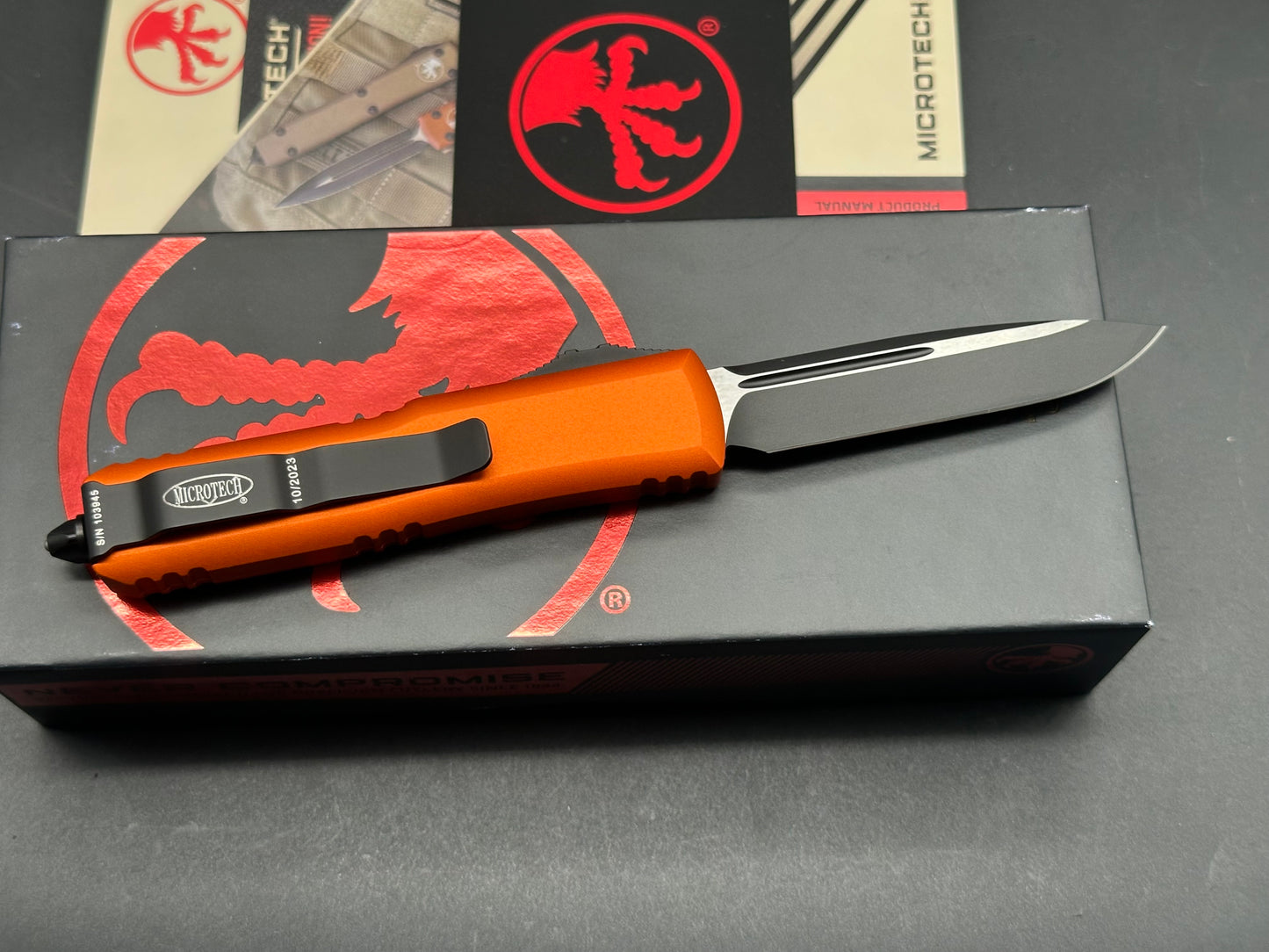 Microtech UTX-85 S/E OTF Automatic Knife Orange (3.125" Black)