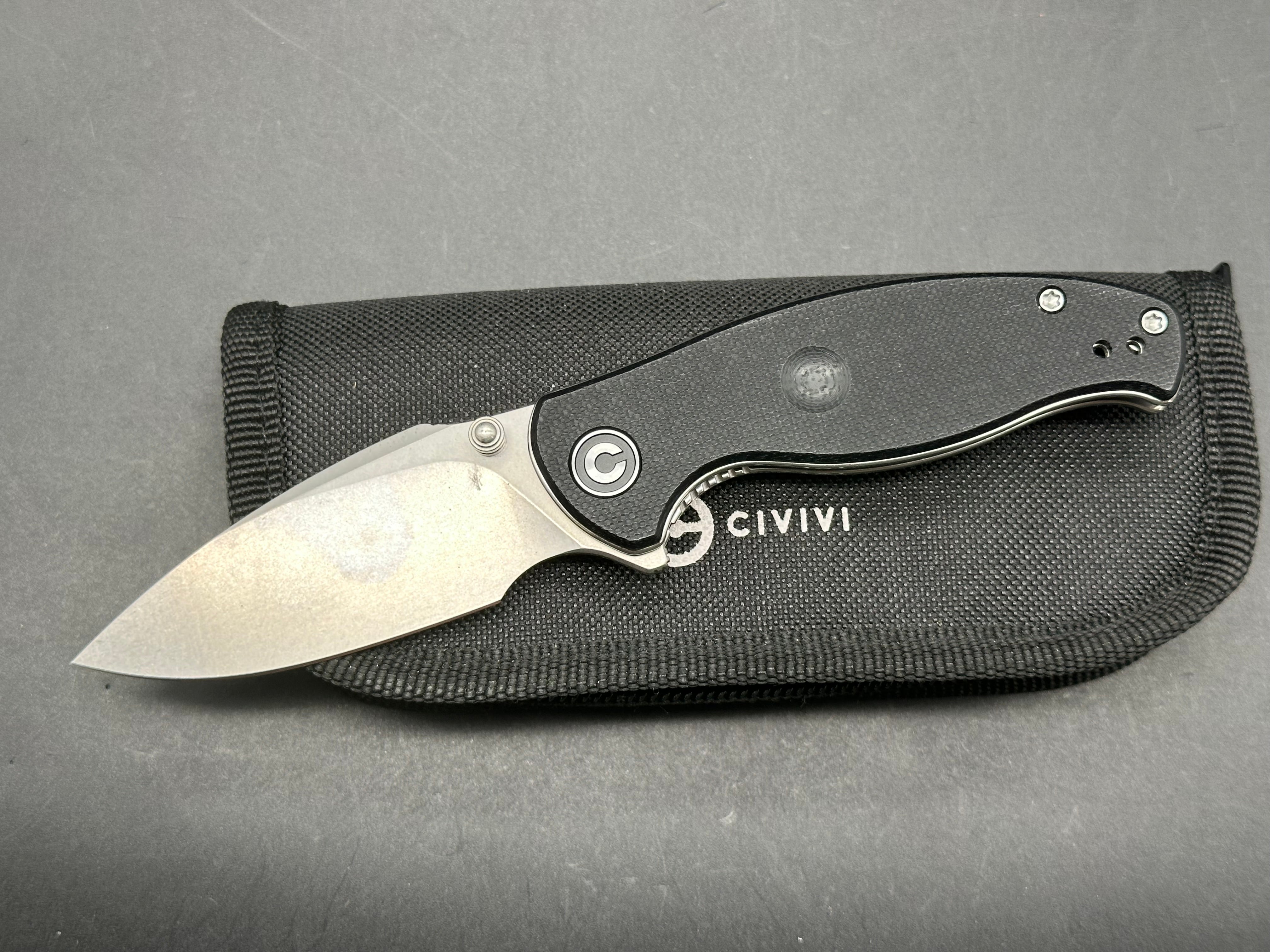 Civivi Scintilla (Blade HQ Exclusive), 2.75" D2 Stonewash Blade with Textured Black G10 Scales