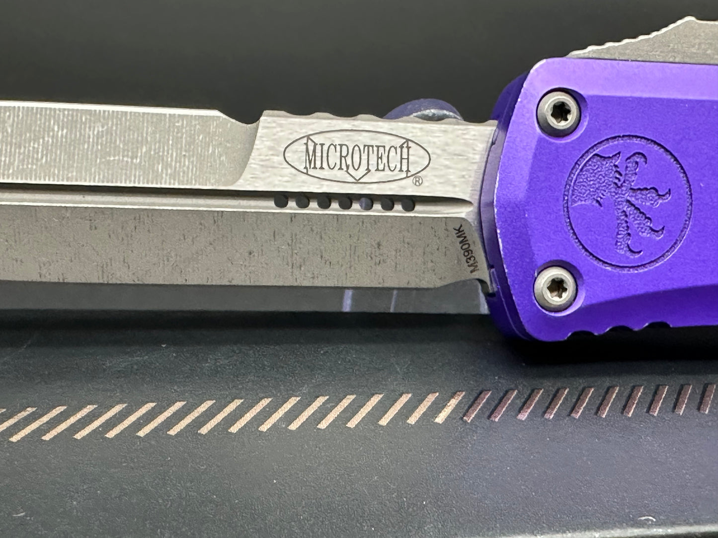 Microtech Hera II Mini Bayonet OTF Knife Purple Aluminum (3" Apocalyptic)