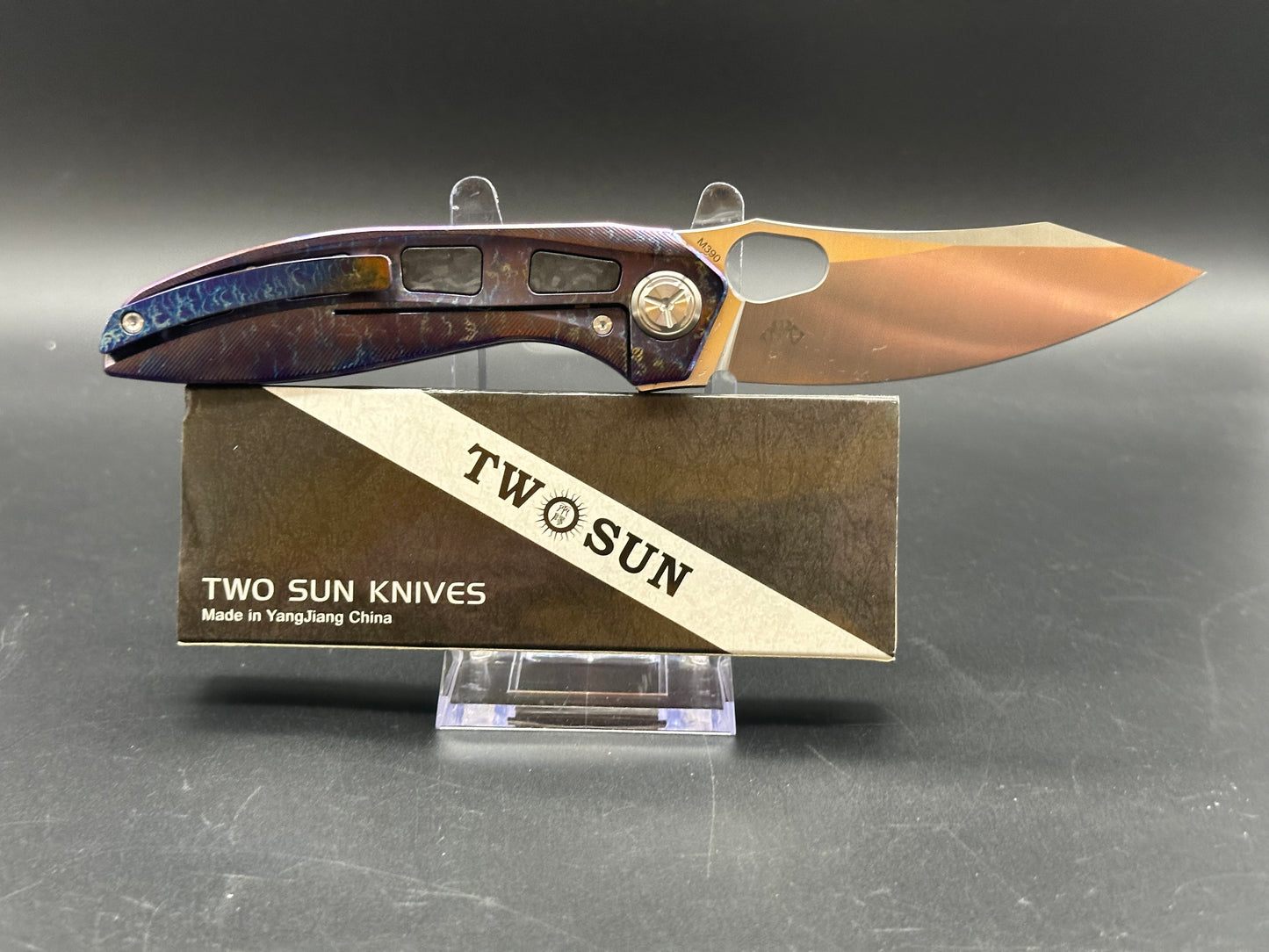 TWOSUN TS306-M390-COLOR FOLDING KNIFE COLOR TITANIUM HANDLE PLAIN EDGE M390 STEEL