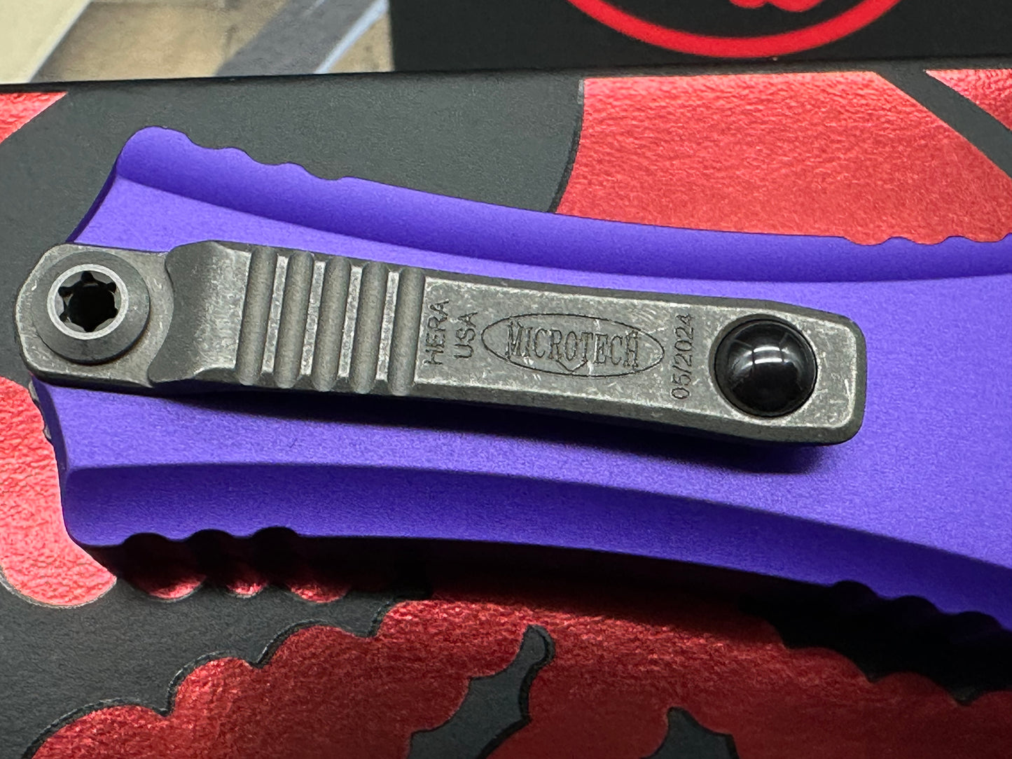 Microtech Hera II Mini Bayonet OTF Knife Purple Aluminum (3" Apocalyptic)