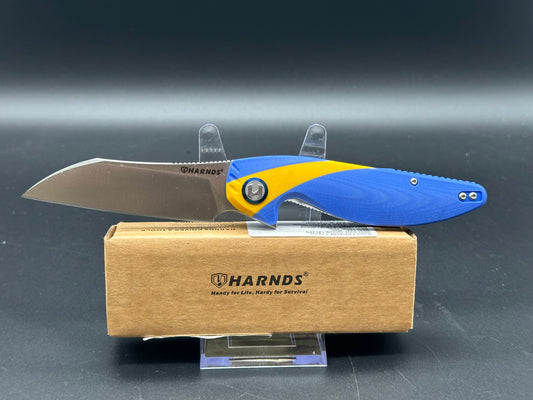 HARNDS PARROT FOLDING KNIFE BLUE/YELLOW G10