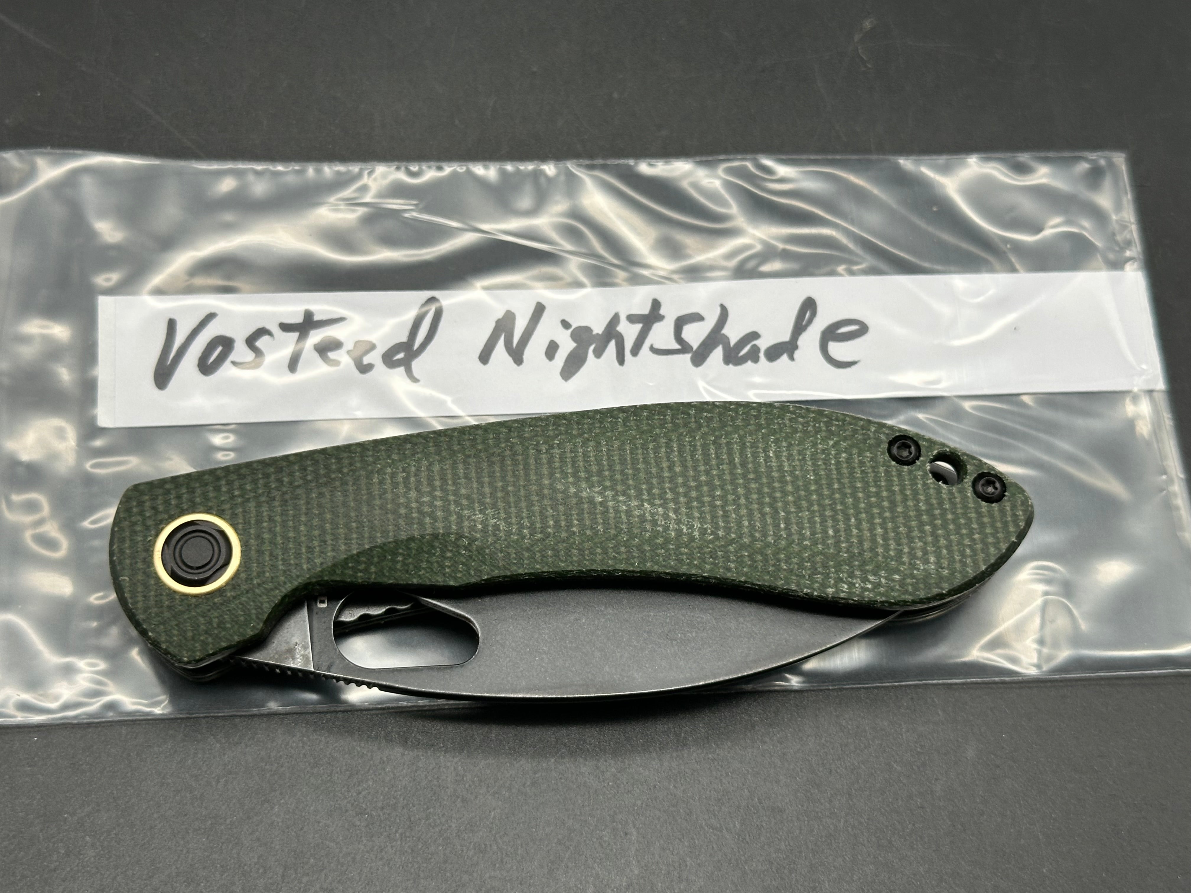 Vosteed Nightshade green micarta w/154CM blade