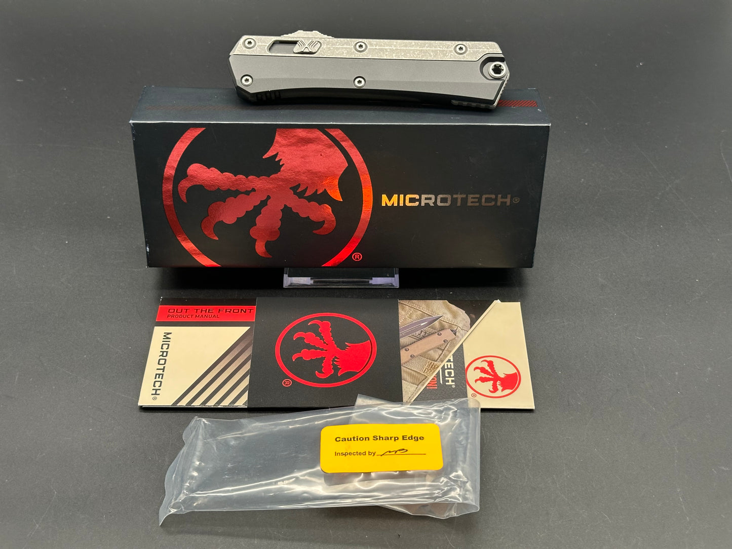 Microtech Glykon OTF Automatic Knife Black Alum + Titanium (3.75" Apocalyptic)