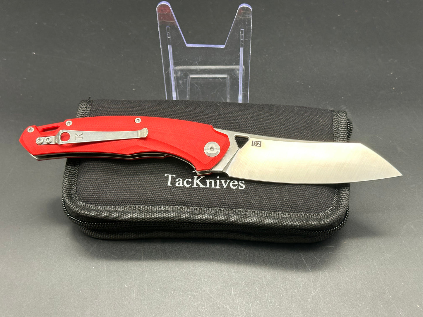 TacKnives Red G10 Front Flipper Chameleons Series Folding Knife – Hatchet R