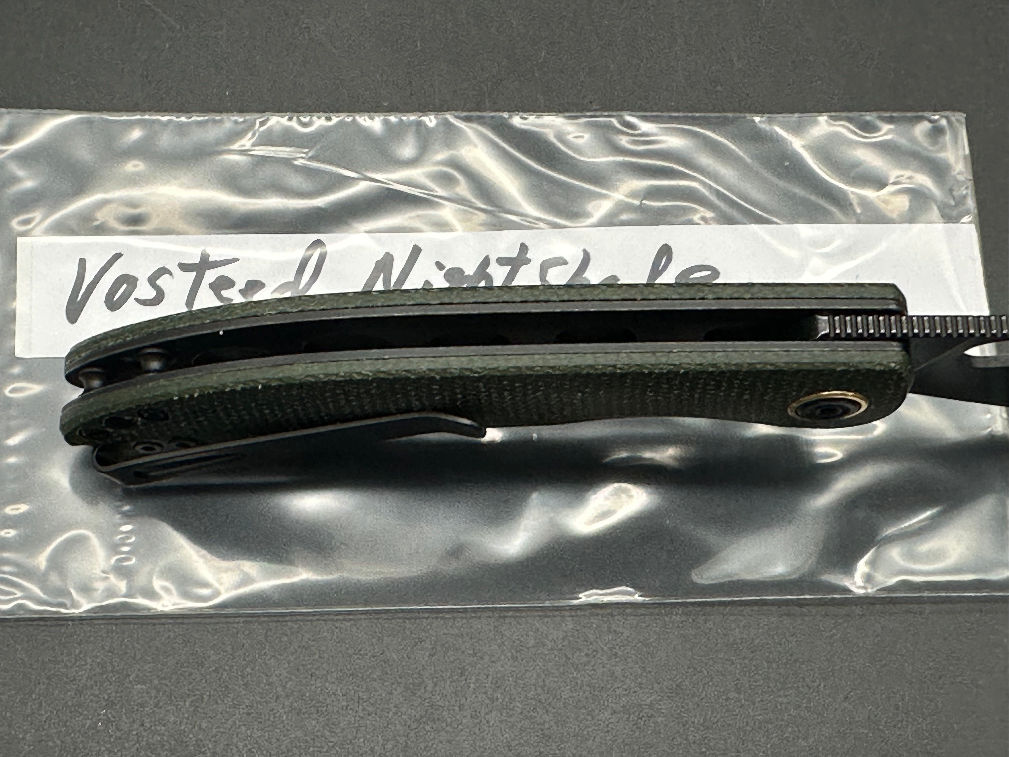 Vosteed Nightshade green micarta w/154CM blade