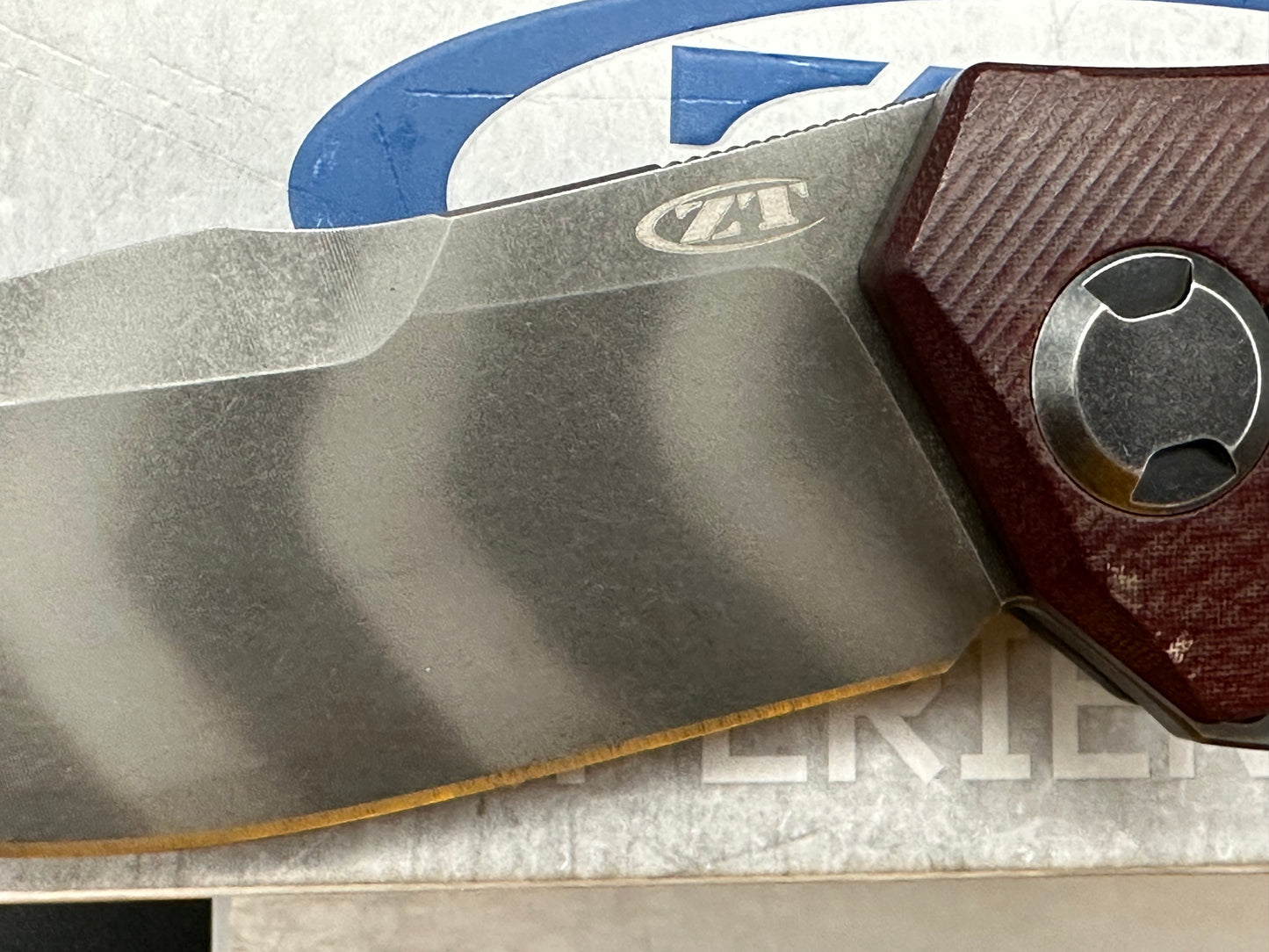 Zero Tolerance ZT0308BLKTS Battle Stars & Stripes  Custom with Red Micarta Scale by LMF Knife