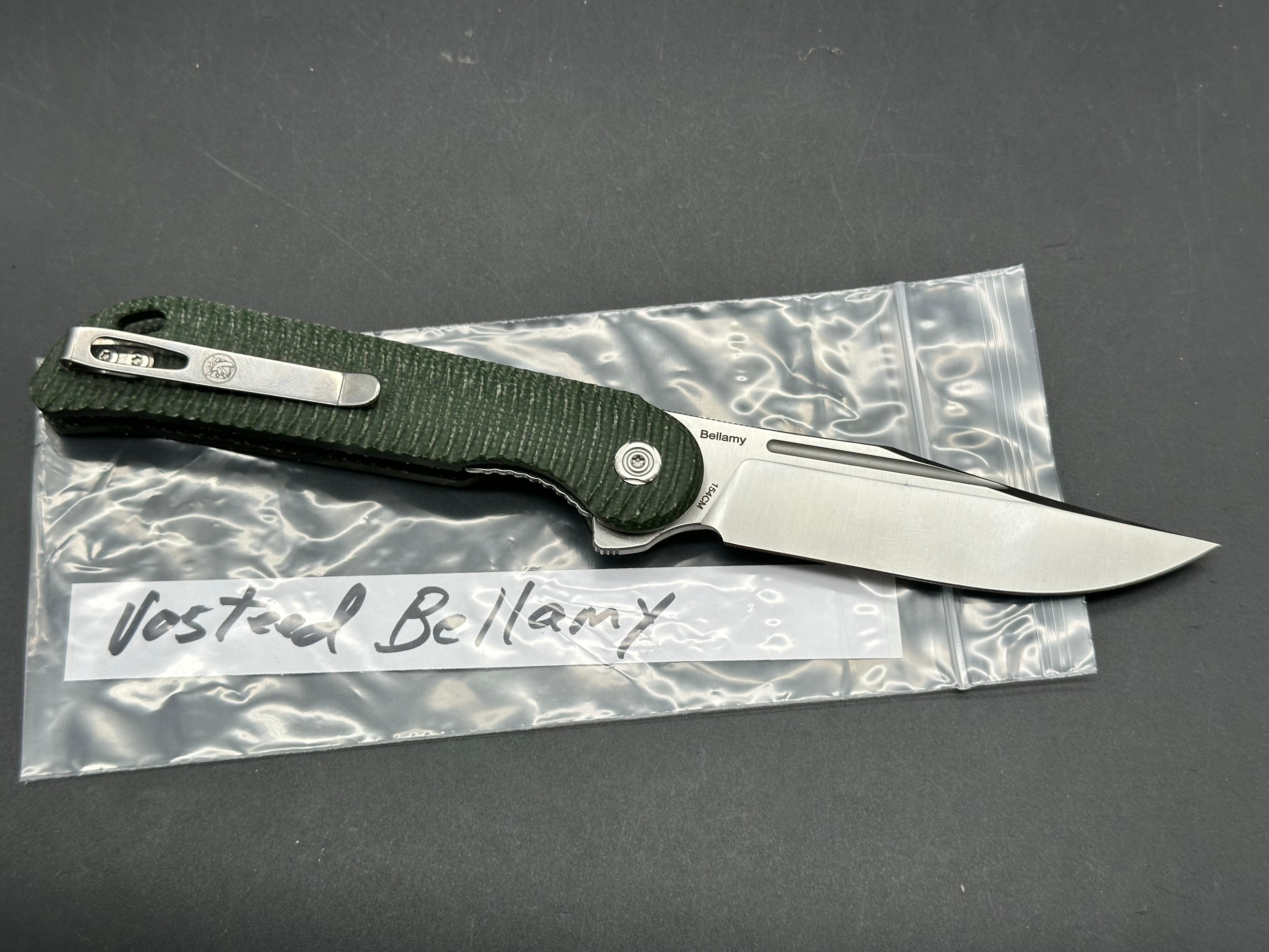 Vosteed Bellamy Green Micarta handle w/154CM blade