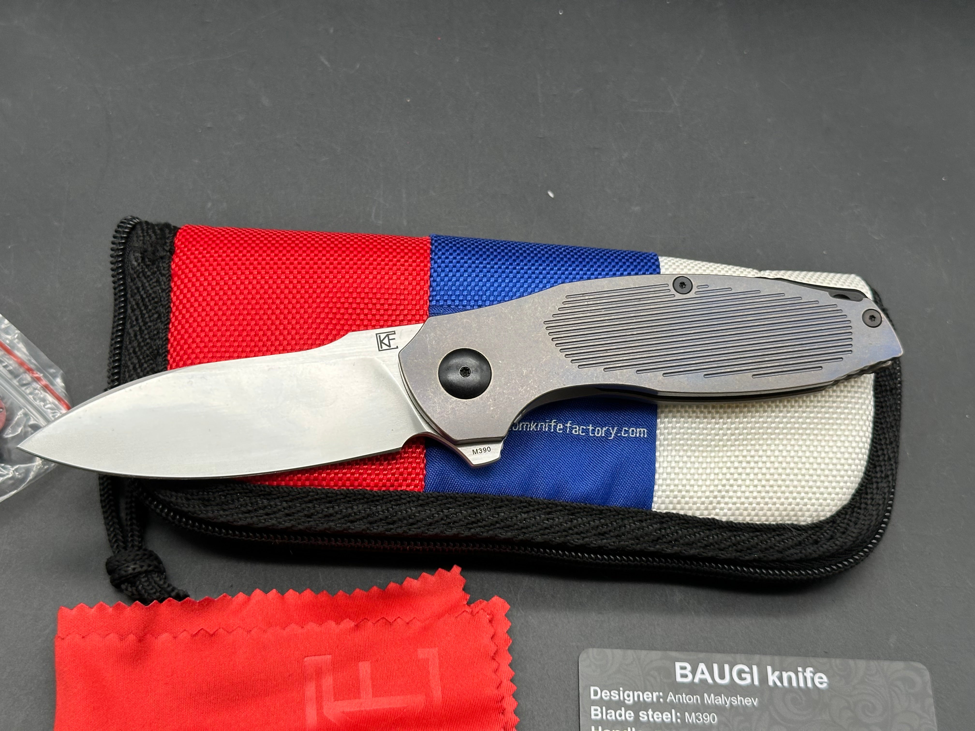 Custom Knife Factory Baugi ti handle w/M390 blade