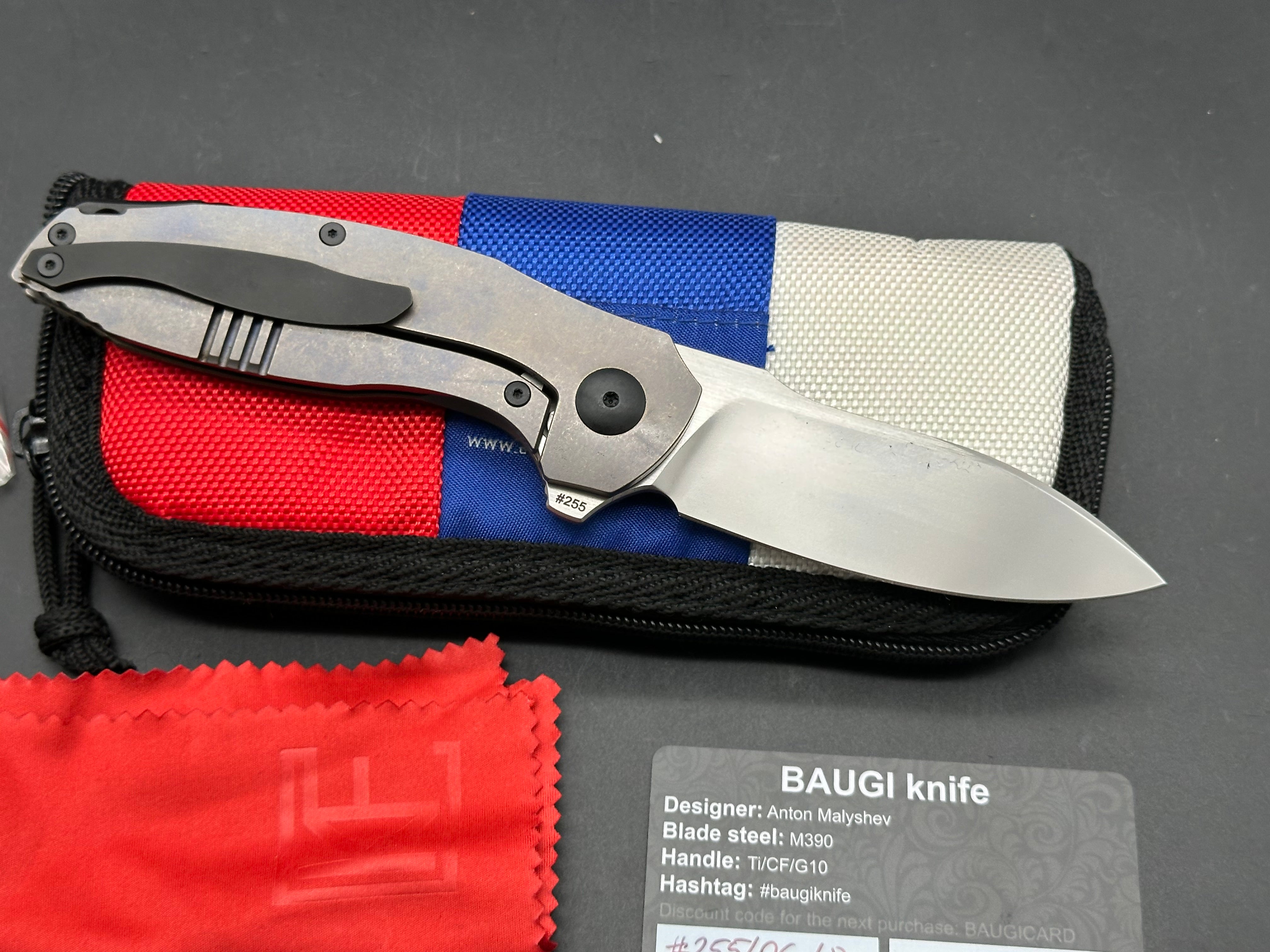 Custom Knife Factory Baugi ti handle w/M390 blade