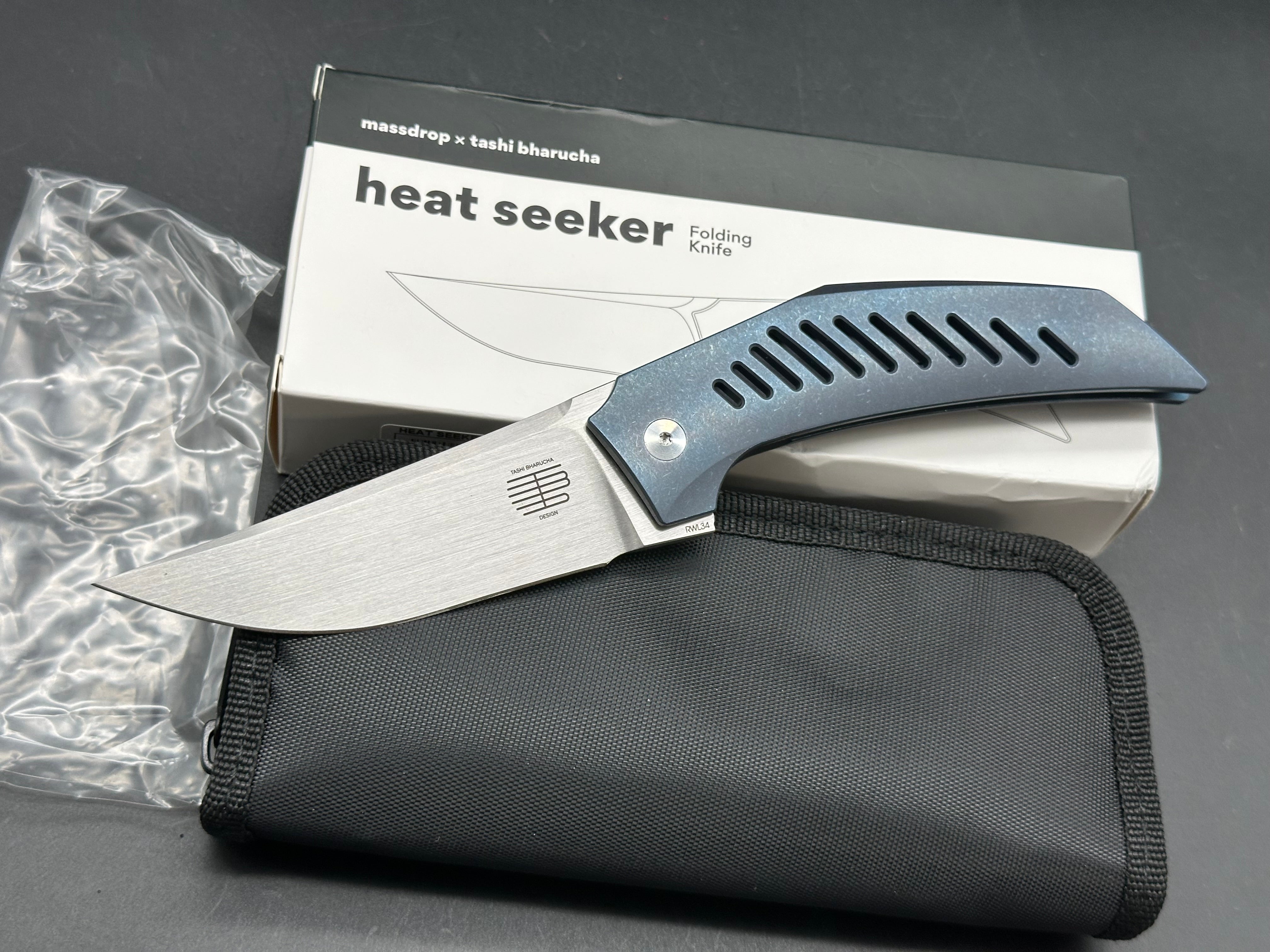 Massdrop Heat Seeker Blue titanium handle w/RWL34 blade