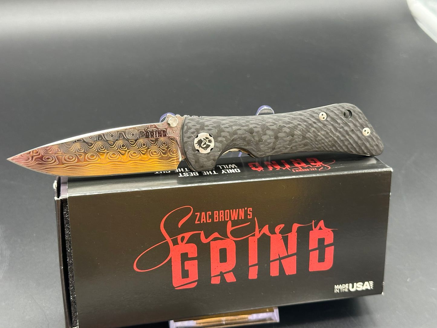 Southern Grind Spider Monkey Liner Lock Knife Carbon Fiber (3.25" Damascus)