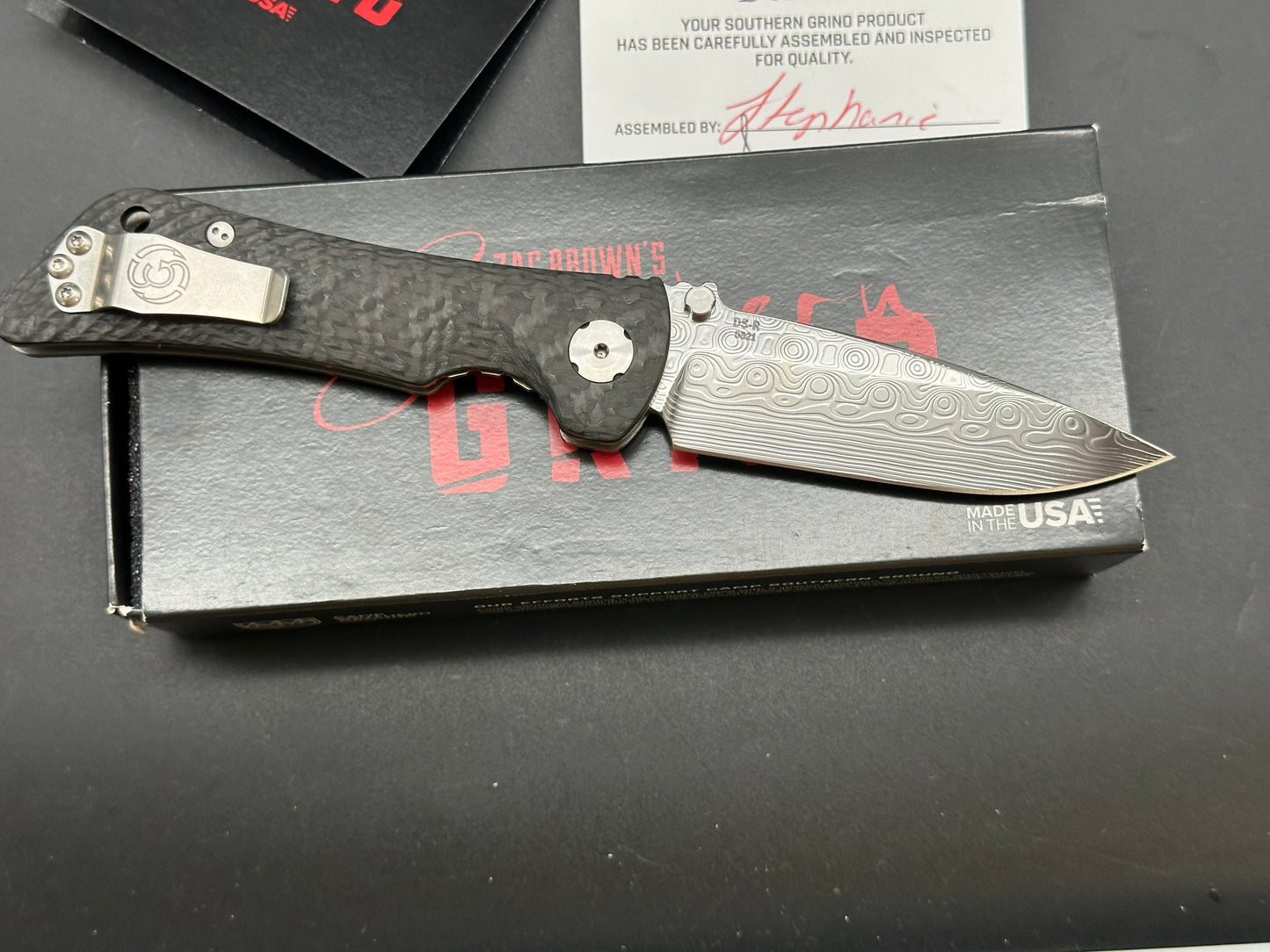 Southern Grind Spider Monkey Liner Lock Knife Carbon Fiber (3.25" Damascus)