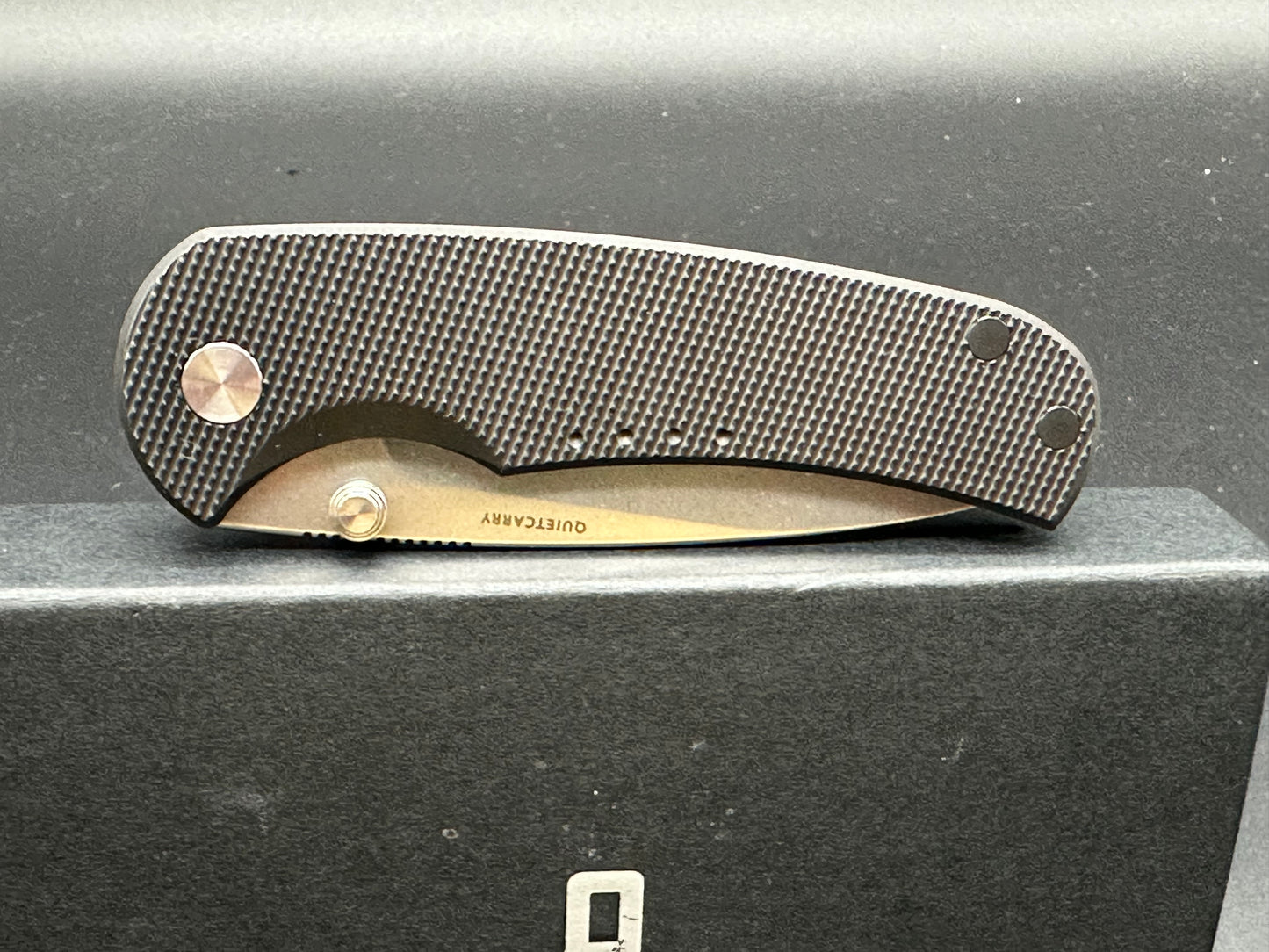 Quiet Carry The Drift  stonewashed Vanax  superclean blade knurled titanium handle