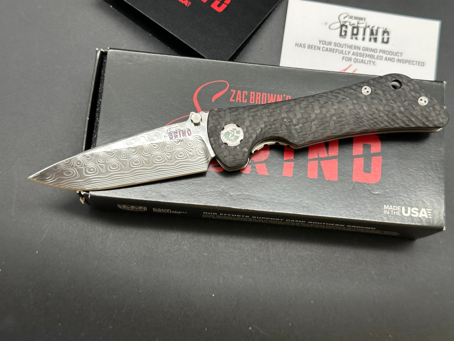 Southern Grind Spider Monkey Liner Lock Knife Carbon Fiber (3.25" Damascus)