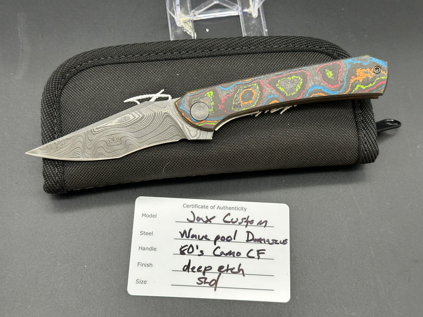 Dan Carrahar Jax Custom 80's Camo Carbon and Nichols Wavepool Damascus