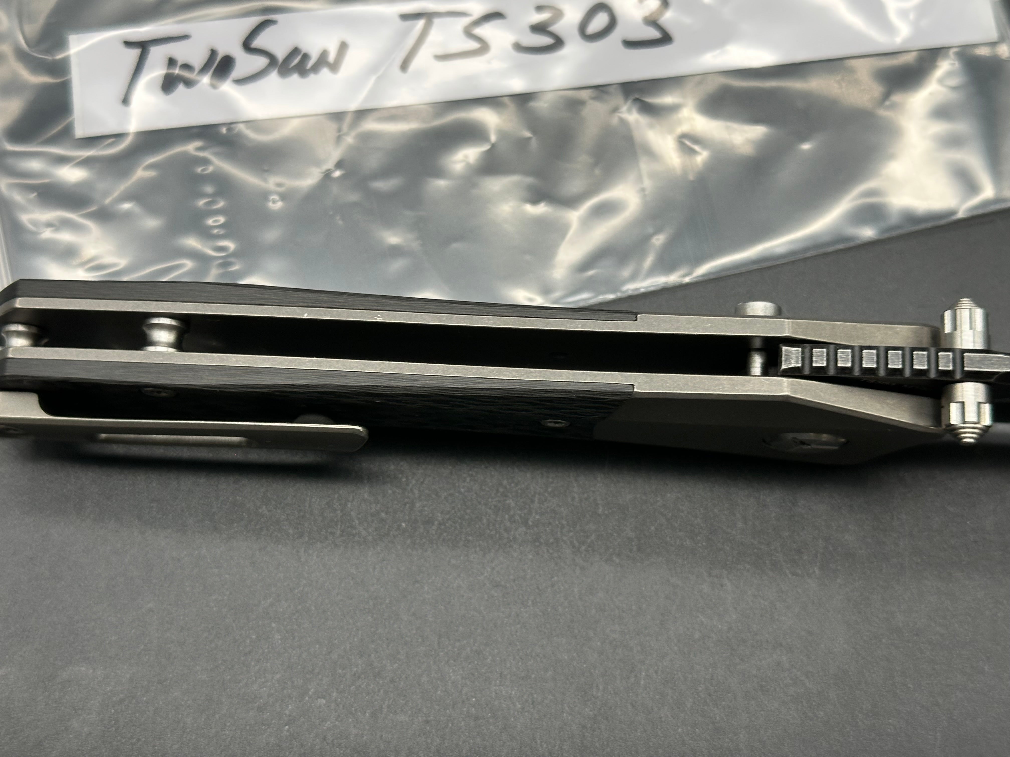 TwoSun TS303 titanium/CF handle w/M390 blade