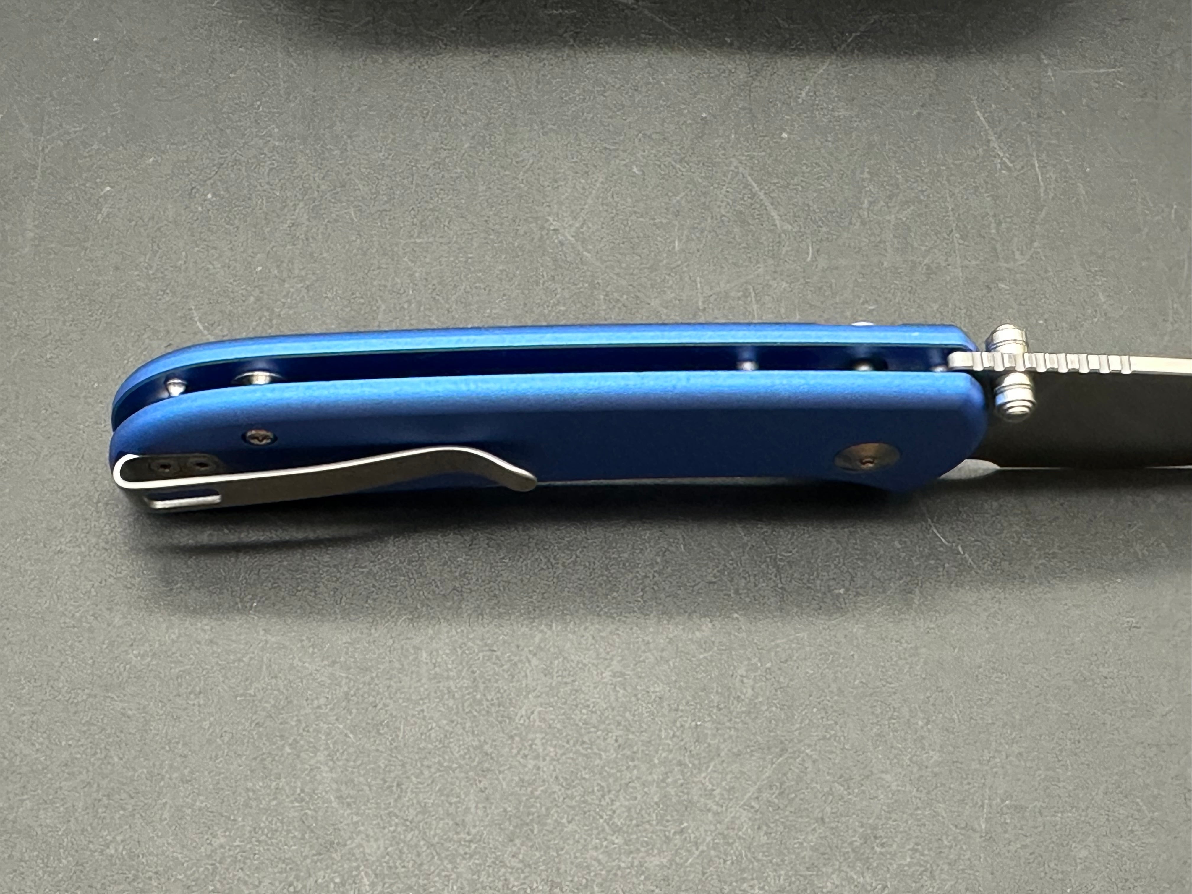 Civivi Qubit, 2.98" 14C28N Satin Drop Point Blade with Blue Aluminum Handle