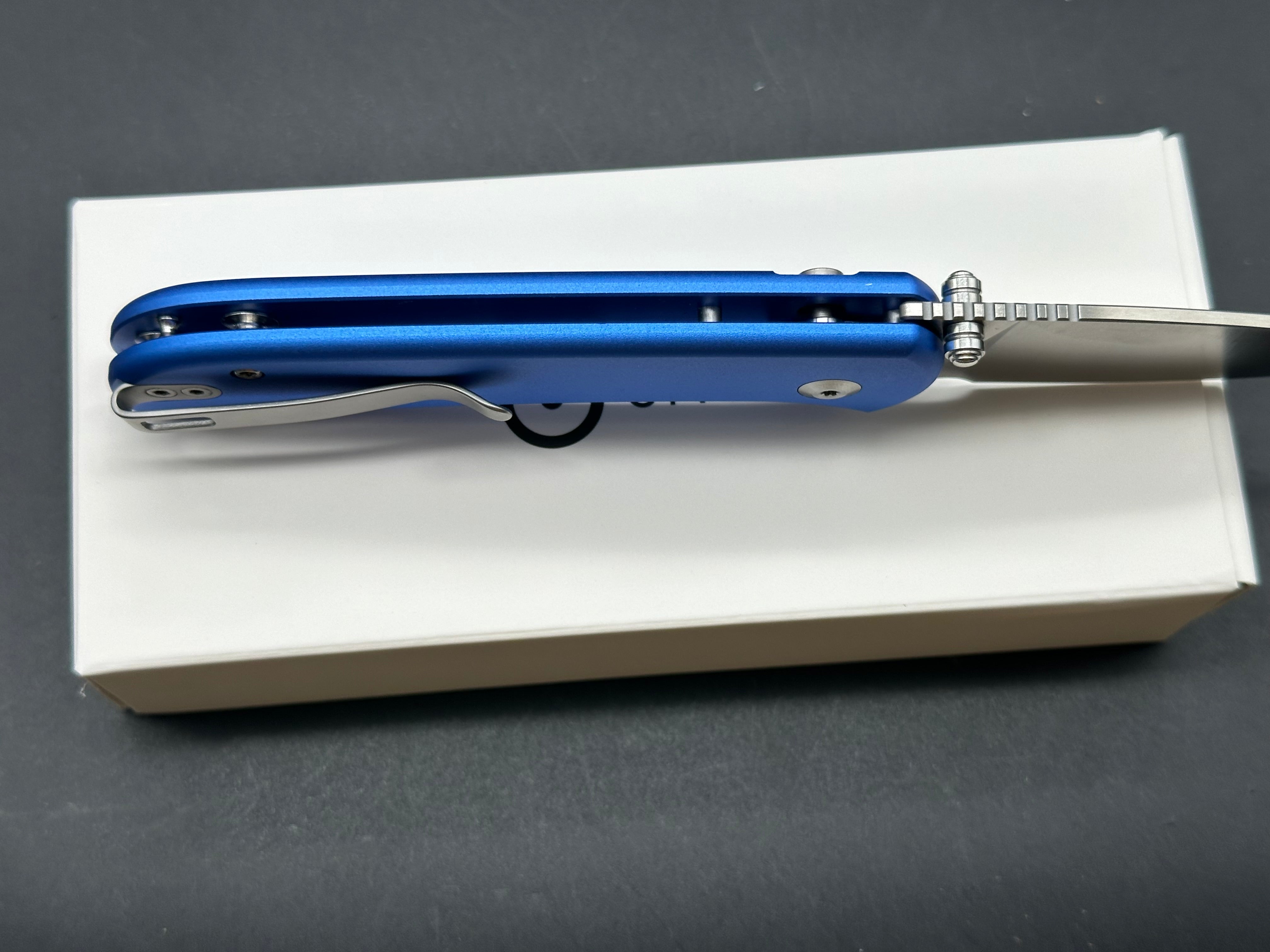 Civivi Qubit, 2.98" 14C28N Satin Drop Point Blade with Blue Aluminum Handle