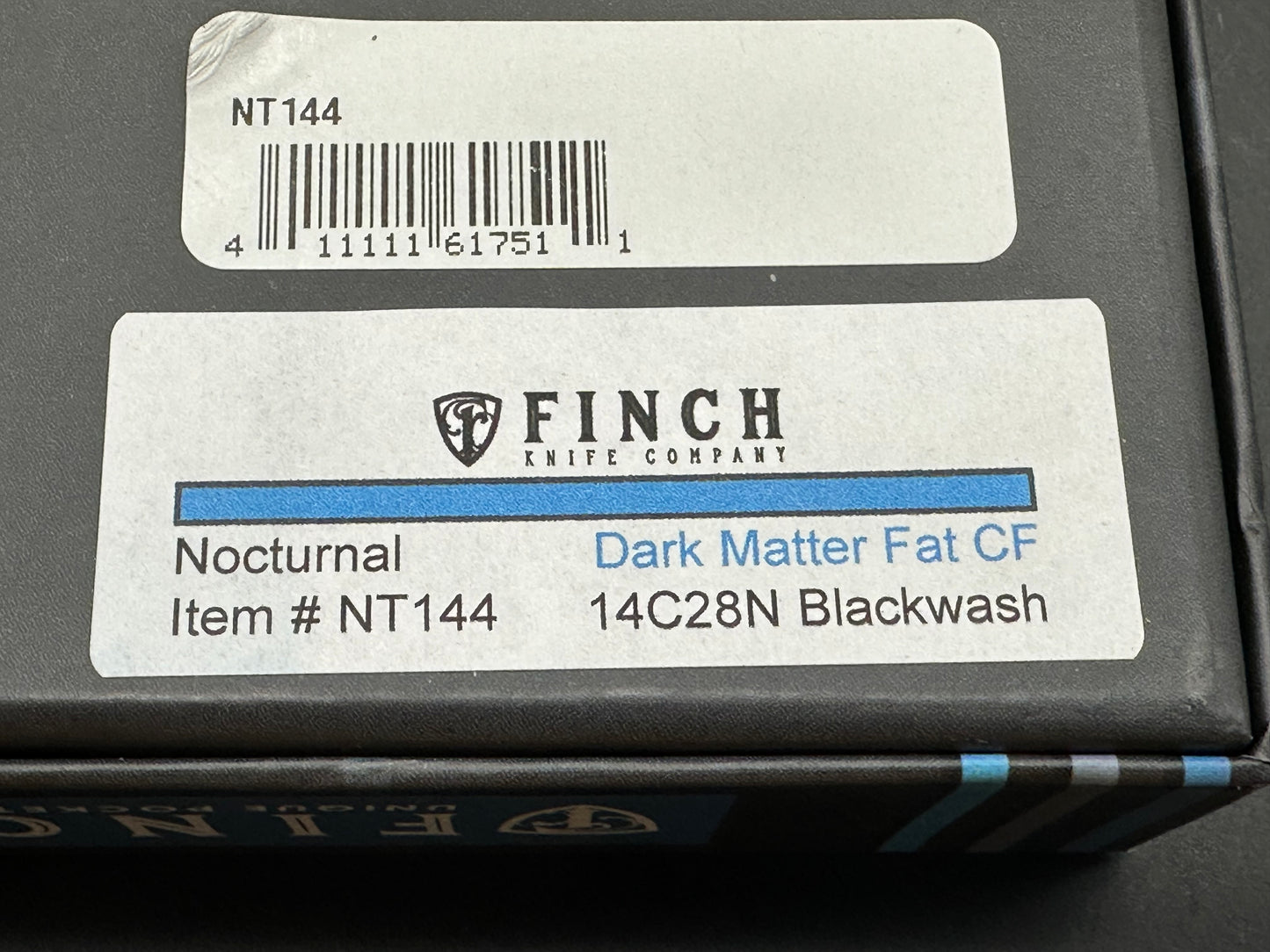 Finch Nocturnal, 2.9" 14C28N Blackwash Blade with Blue Dark Matter Fat Carbon Handle