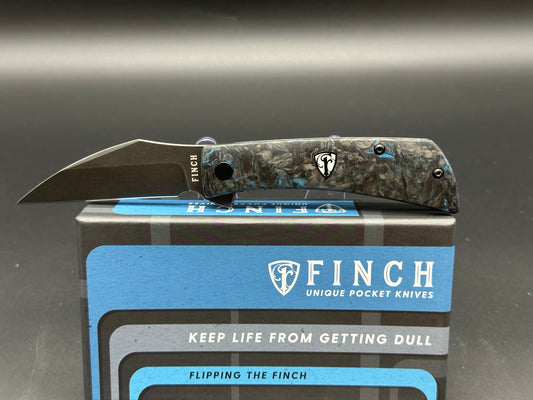 Finch Nocturnal, 2.9" 14C28N Blackwash Blade with Blue Dark Matter Fat Carbon Handle