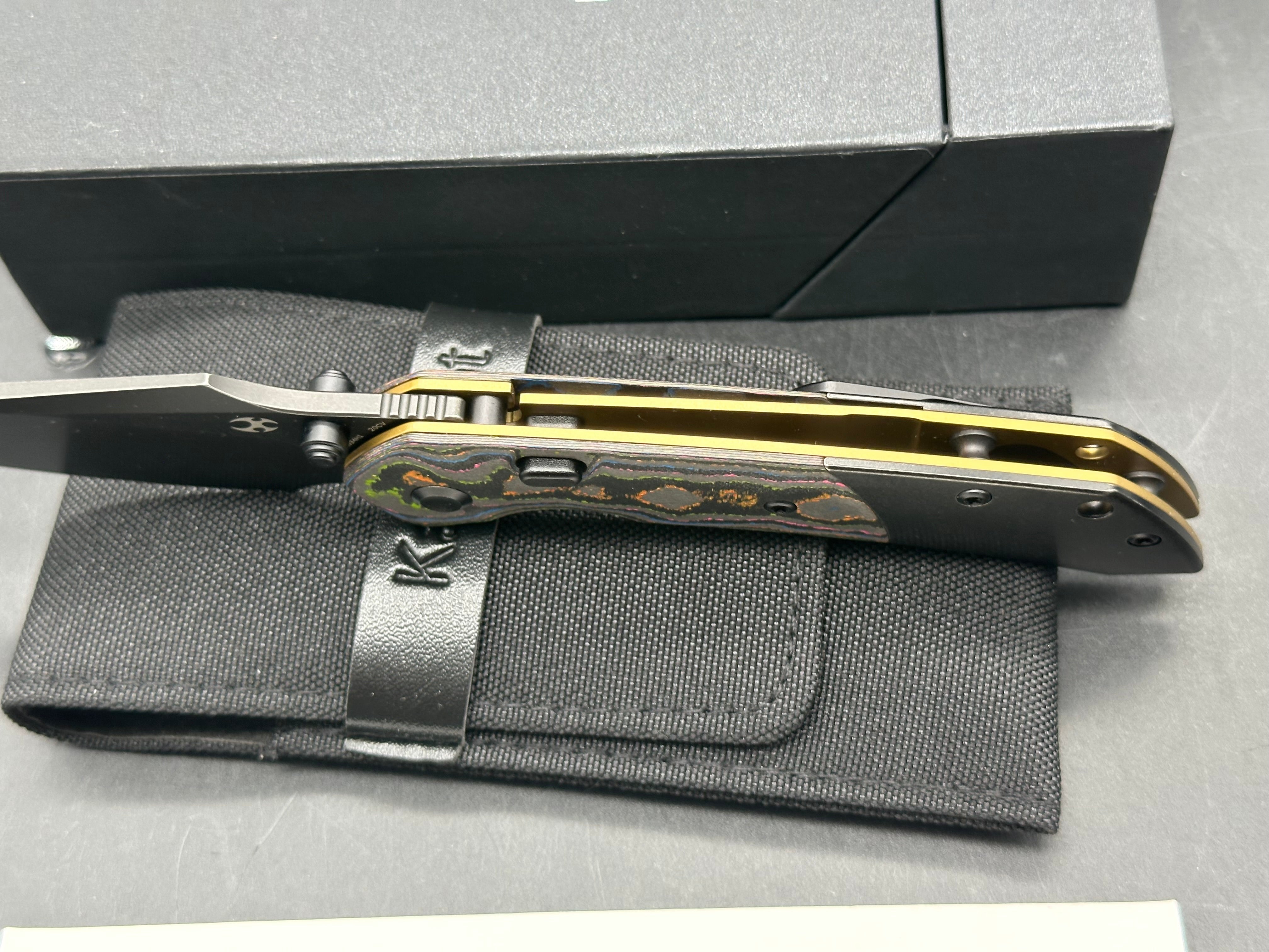 KANSEPT | FENRIR TOP LINER LOCK | 80S CAMO CARBON FIBER & TITANIUM | 3.4" BLACKWASH CPM 20CV