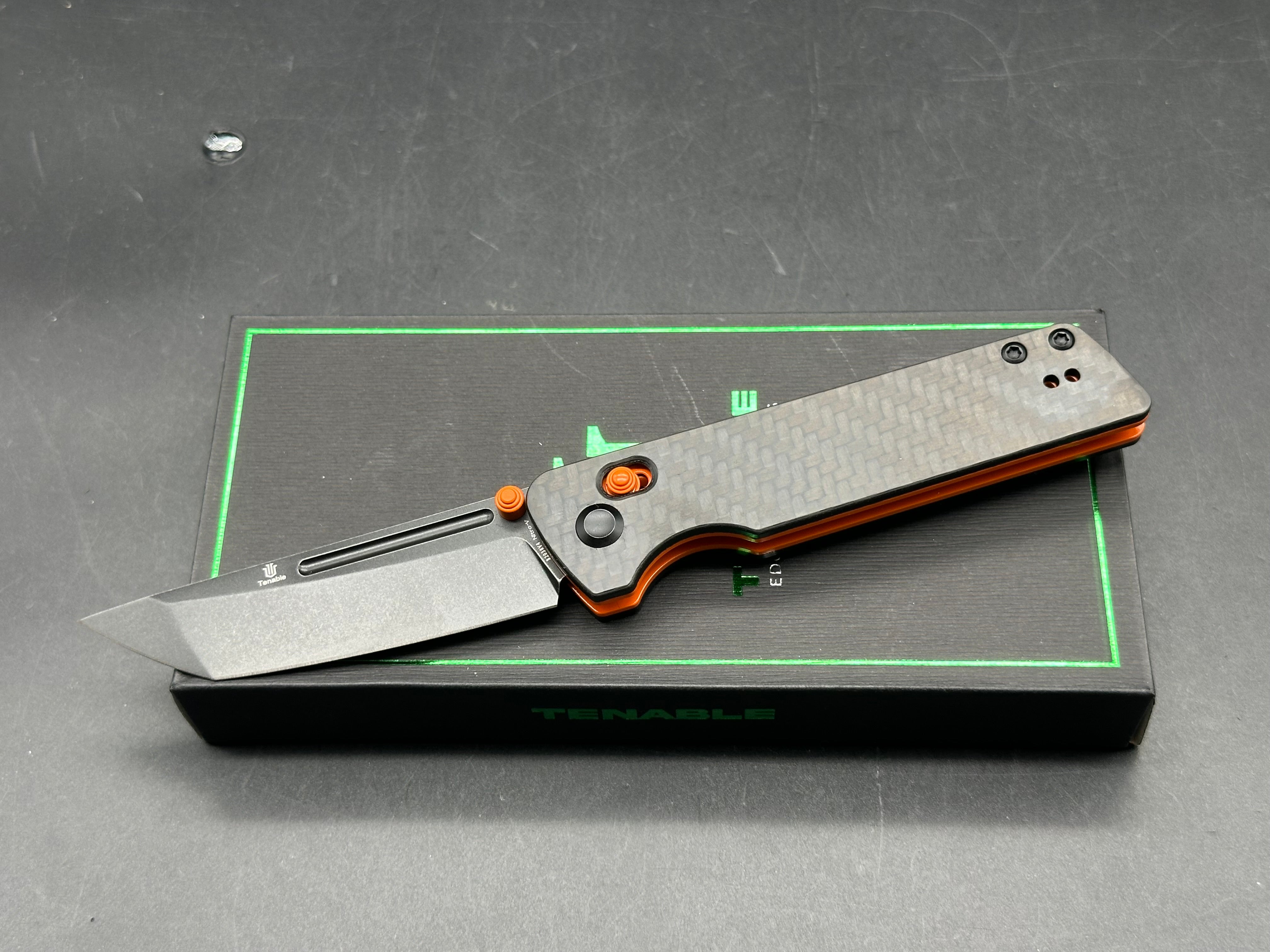 Tenable Anomaly Crossbar Lock | 3.14" Blackwash Nitro V | Twill Carbon FIber & G10
