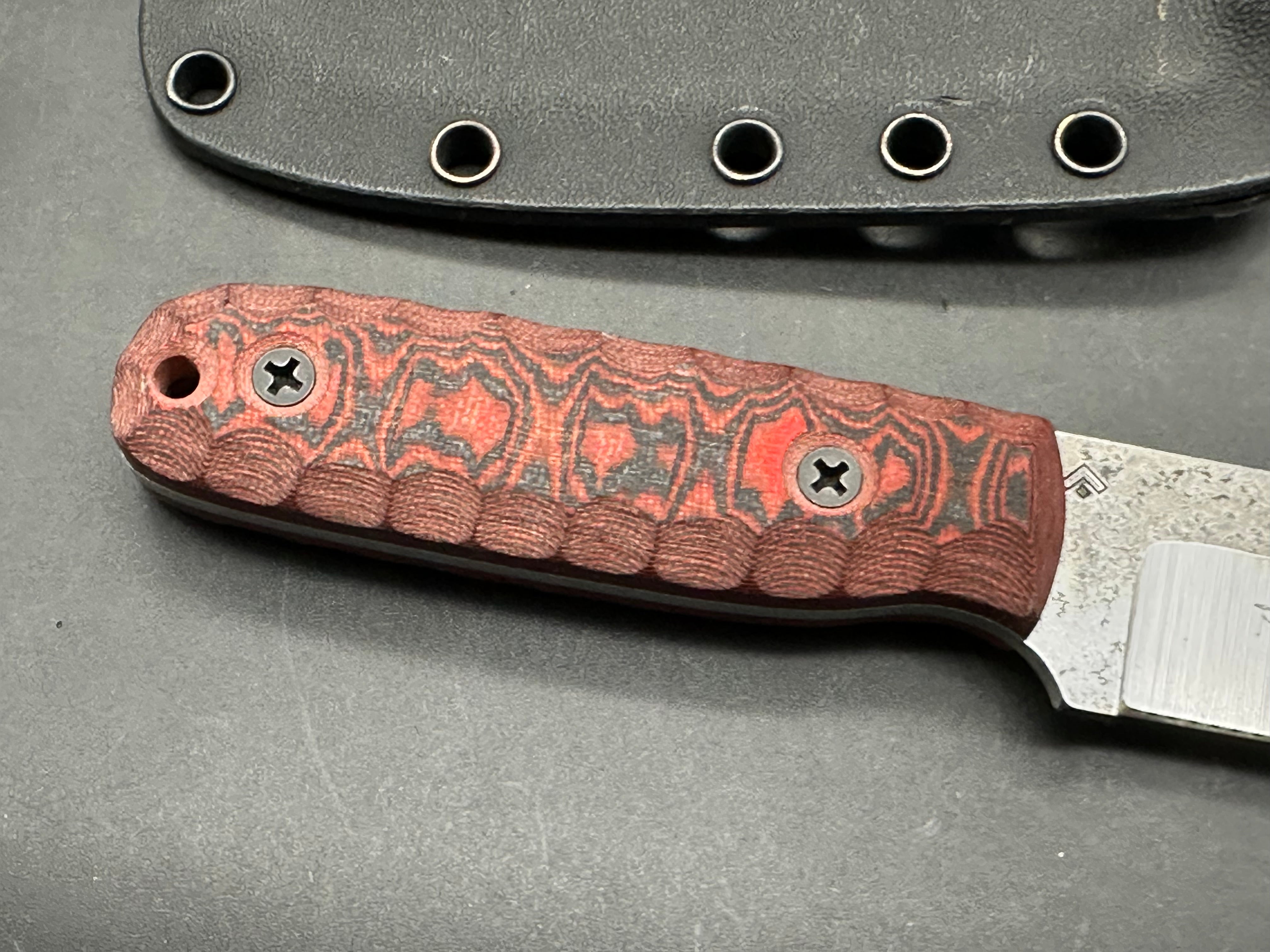 BGM Knives Kephart with black/red G-10 scales in 52100 steel