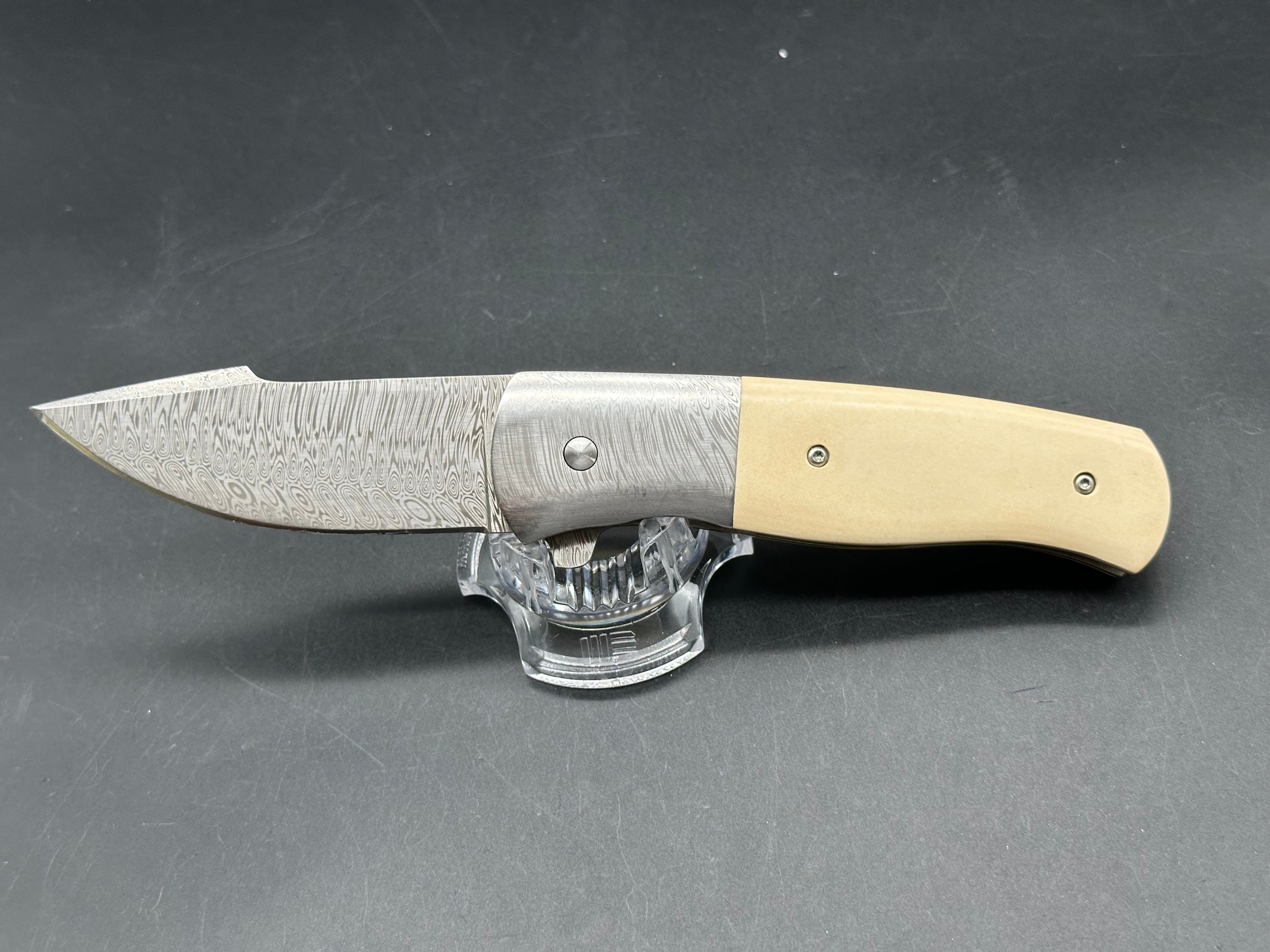 Tobin Smith Bullshark Ti liners/Micarta scales w/Damasteel blade